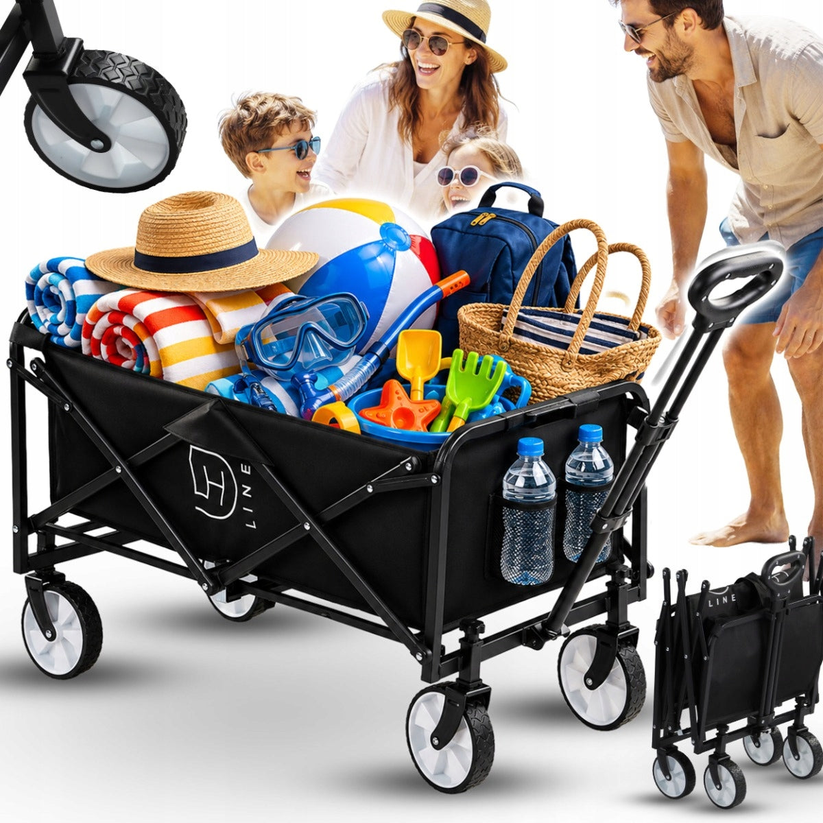 Transport Trolley Folding Garden Hiking Folding Wheels roomy 90L