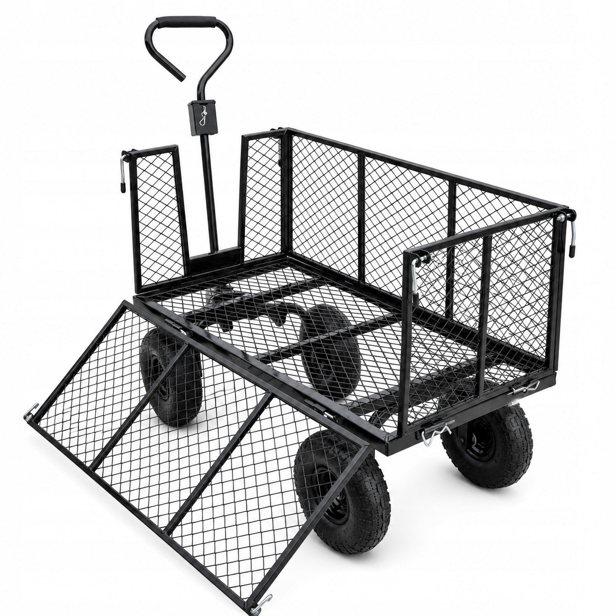 Transport garden trolley 200 L 300 kg with tarpaulin and folding side Kind trolley
