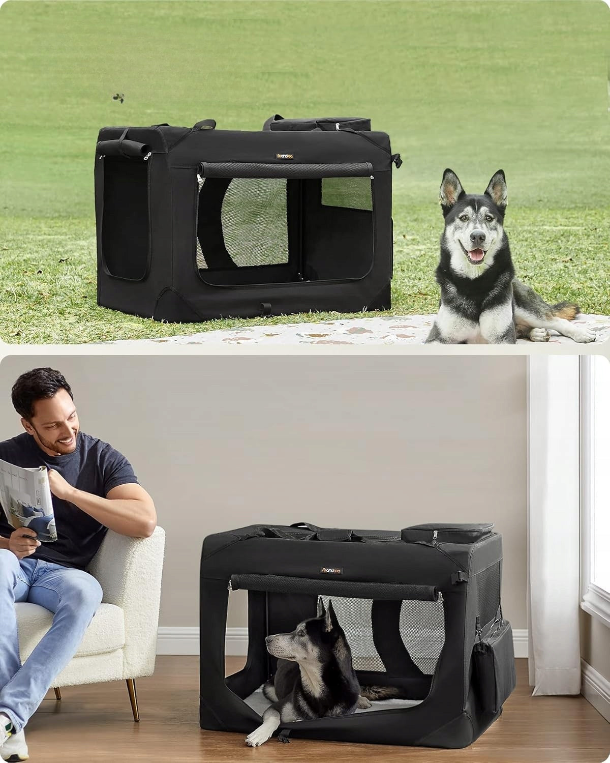 Transporter dog cage Feandrea large bag XXXL folded black 102x69 Manufacturer code PDC10H