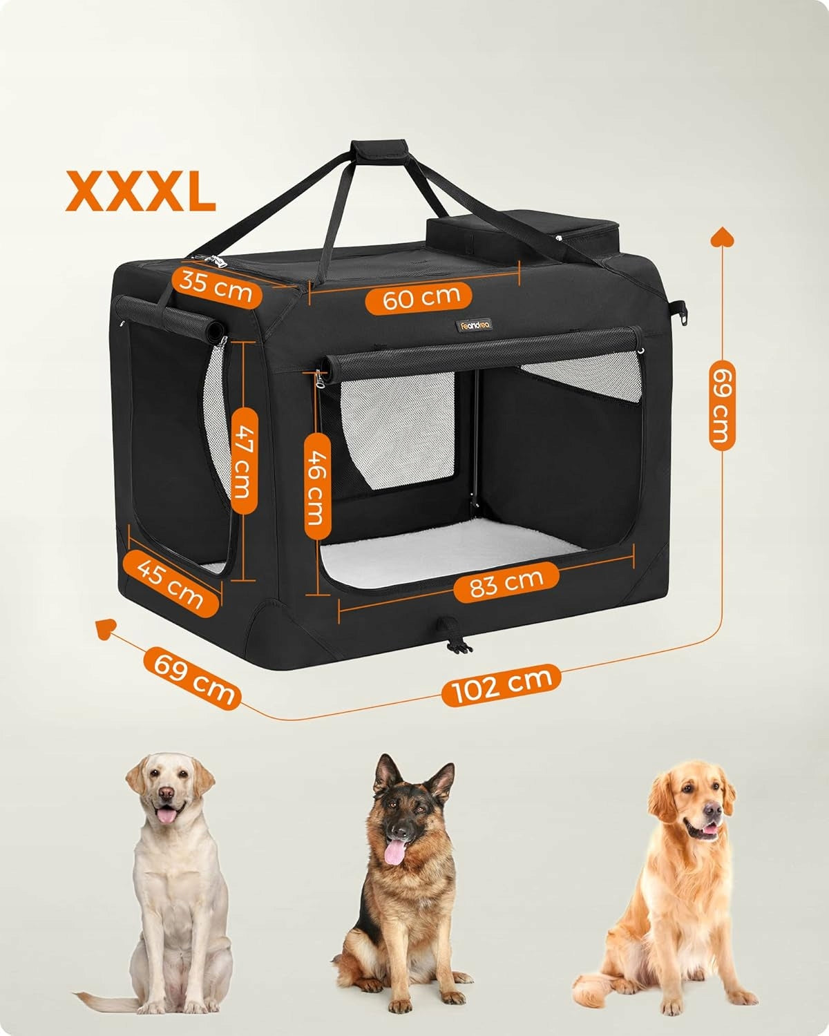 Transporter dog cage Feandrea large bag XXXL folded black 102x69 Packaging status original
