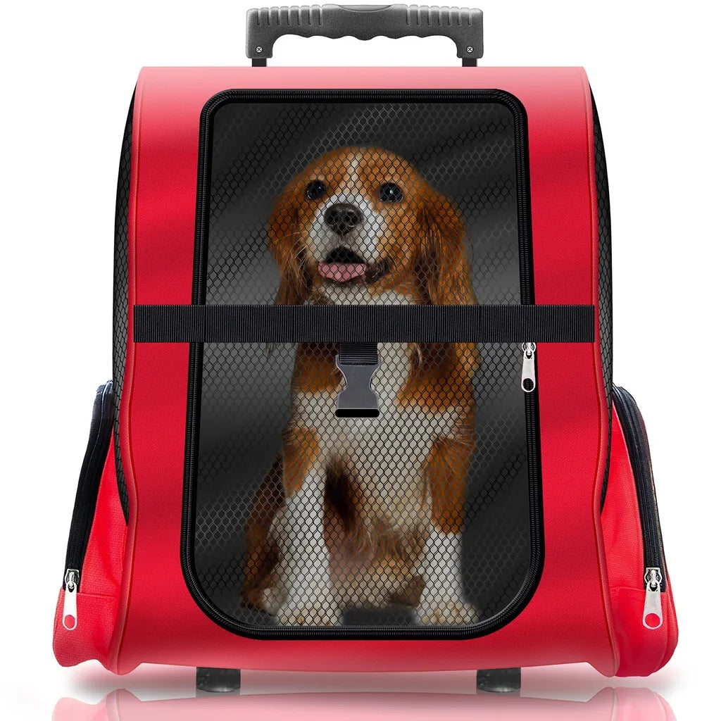 Transporter with backpack on wheels 2in1, red for rabbit cat dog Manufacturer code DMV16499