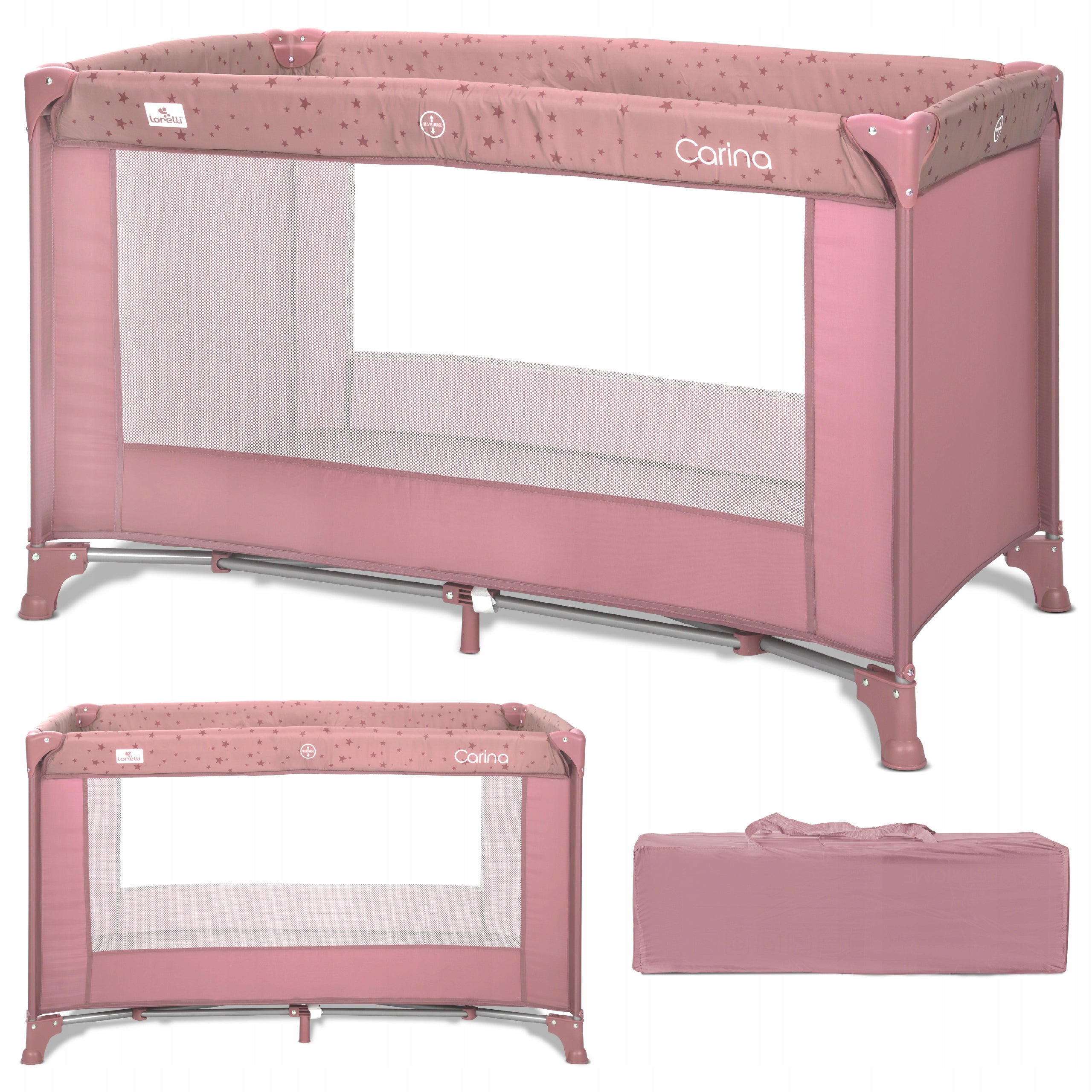 Travel Cot Baby Playpen Travel with Mattress Folding Pink