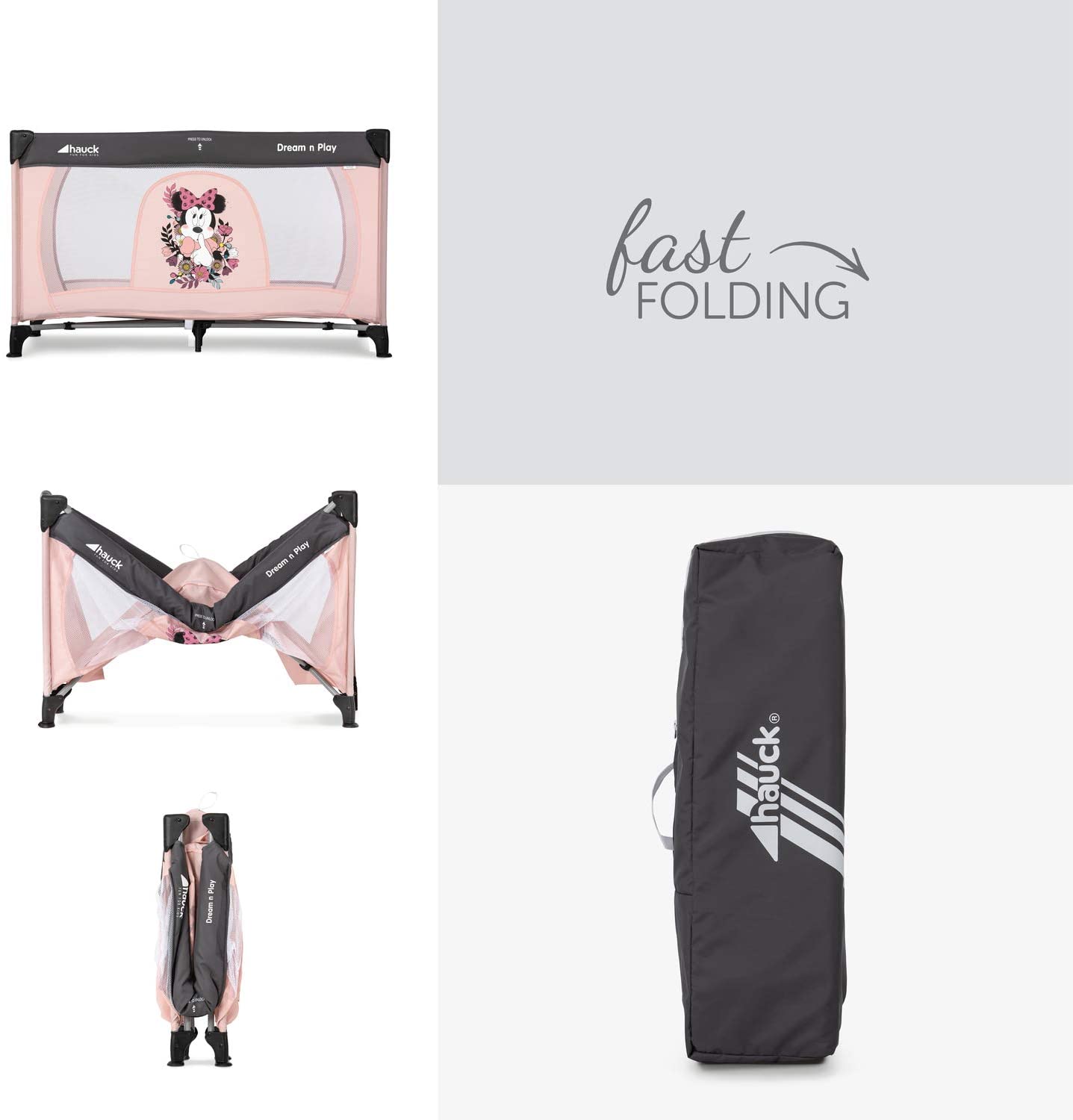 Travel Cot Hauck Travel Folding Portable Minnie 60 x 120 cm