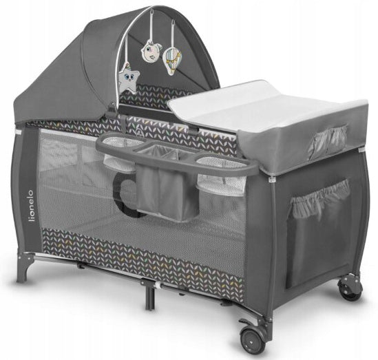 Travel Cot Playpen Lionelo SVEN PLUS 2 level Changing table GREY SCANDI