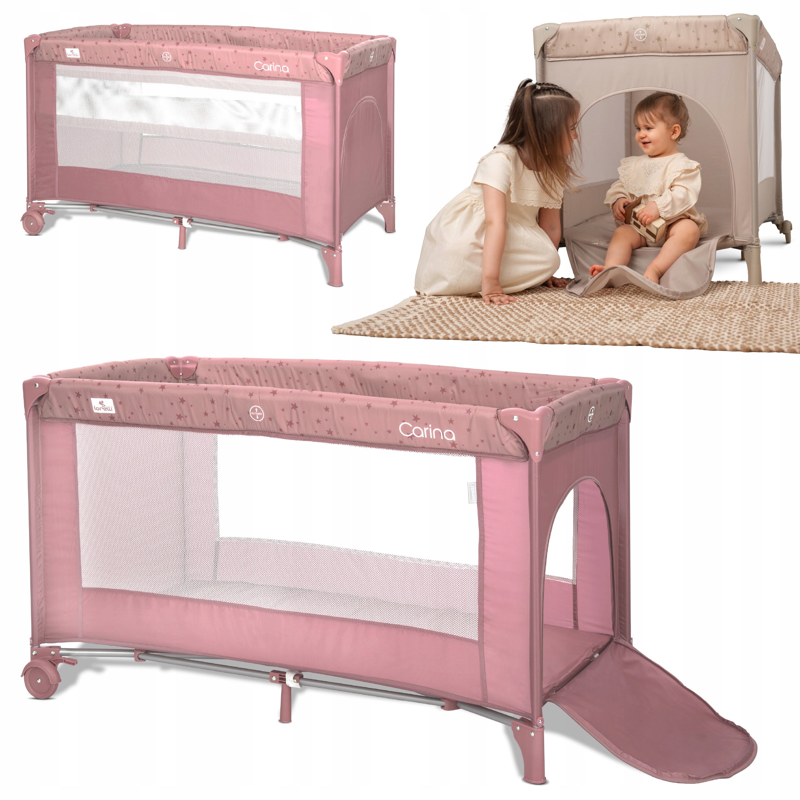 Travel Cot Playpen for Children Travel with Mattress 2 levels circle