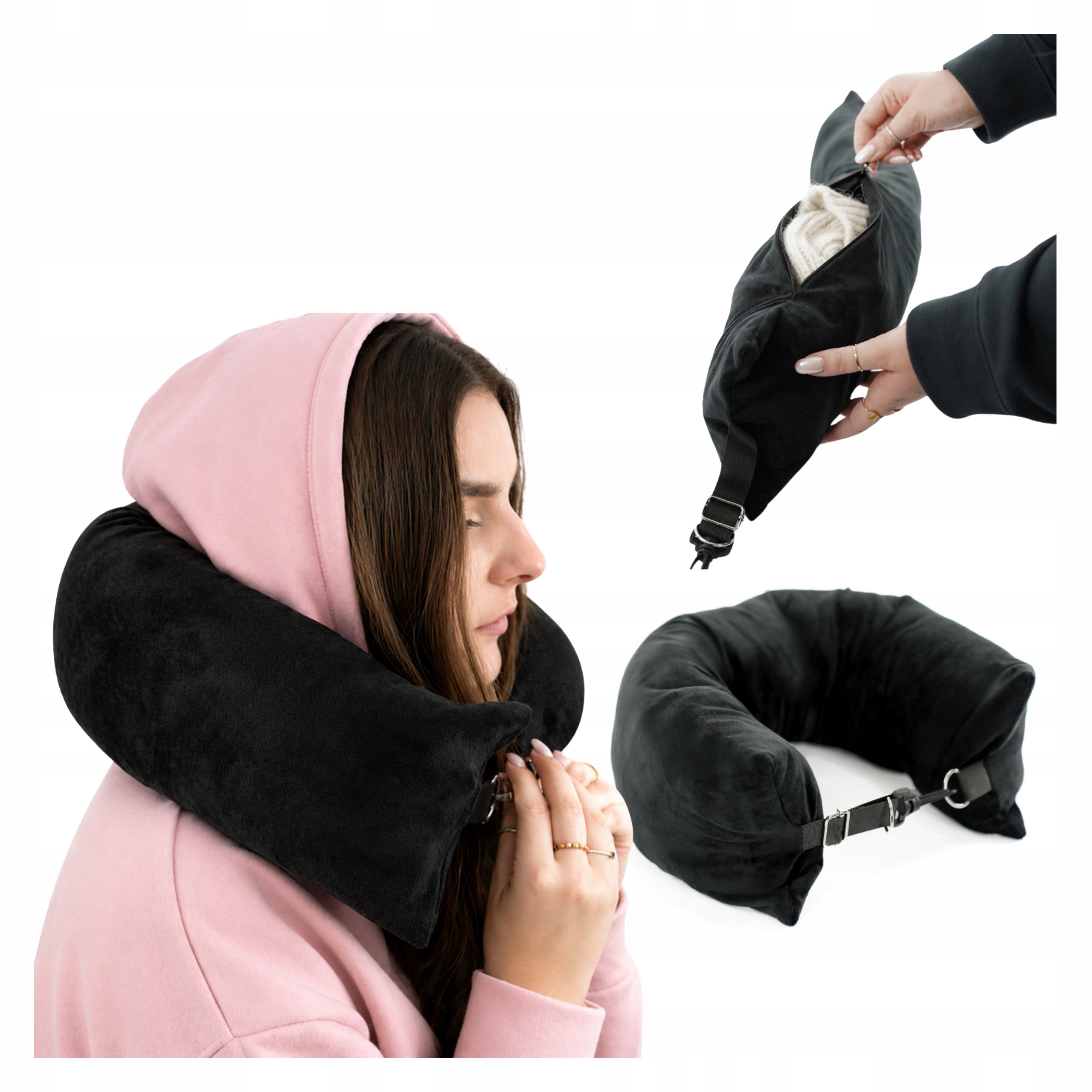Travel Pillow FOR PUSHING on Clothes croissant 2in1 FREE Neck LUGGAGE
