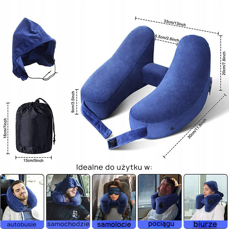 Travel Pillow with Hood Headrest Inflatable for Sleeping Eyeband Manufacturer code pl-nx02