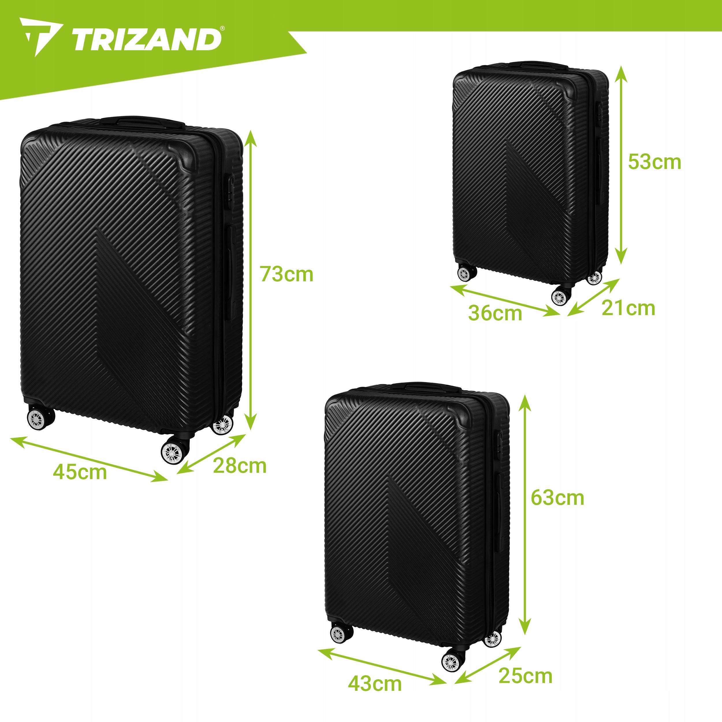 Travel Suitcase Set Large Medium Small on Wheels Suitcase Luggage Brand Trizand