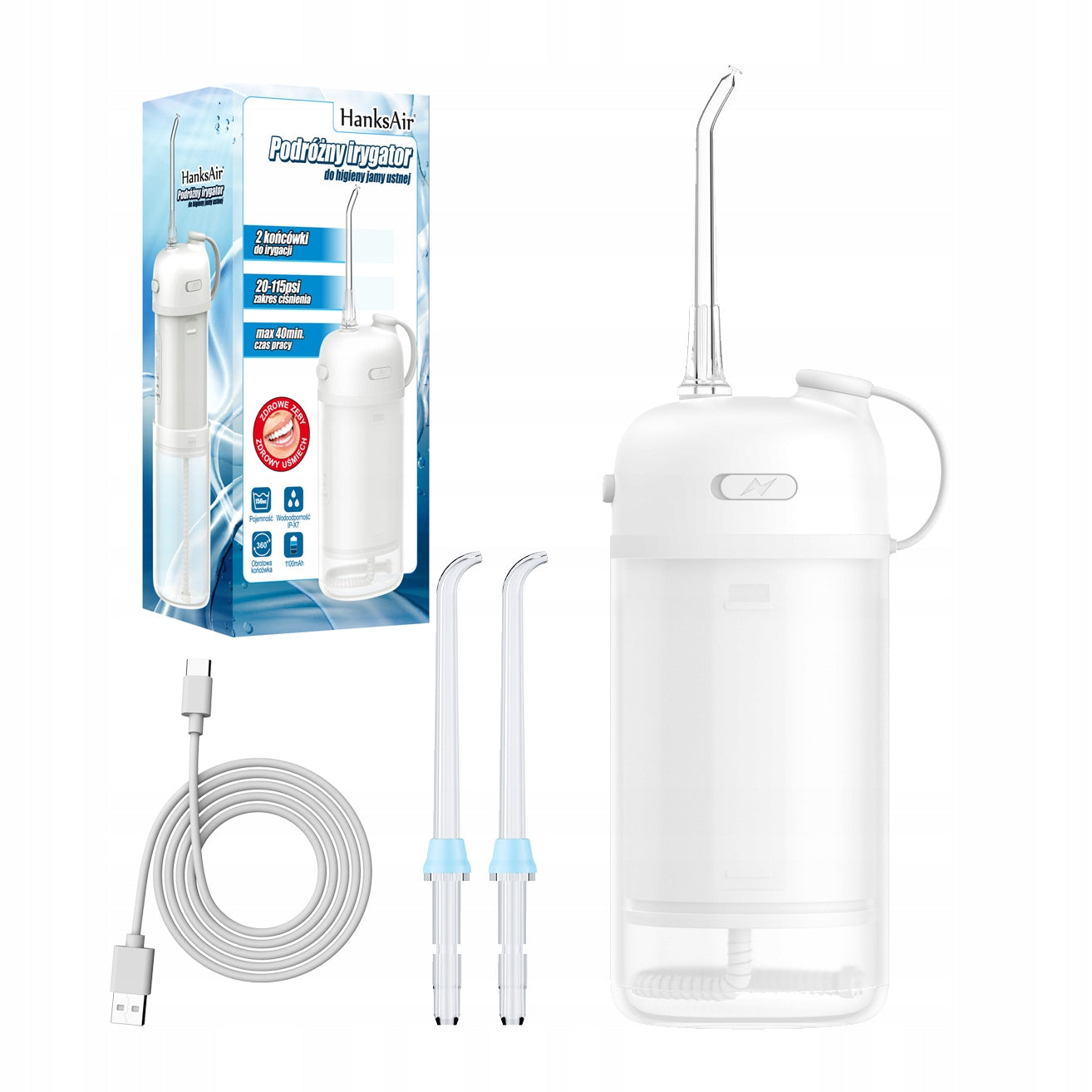 Travel Wireless Dental Irrigator + 2 Tips