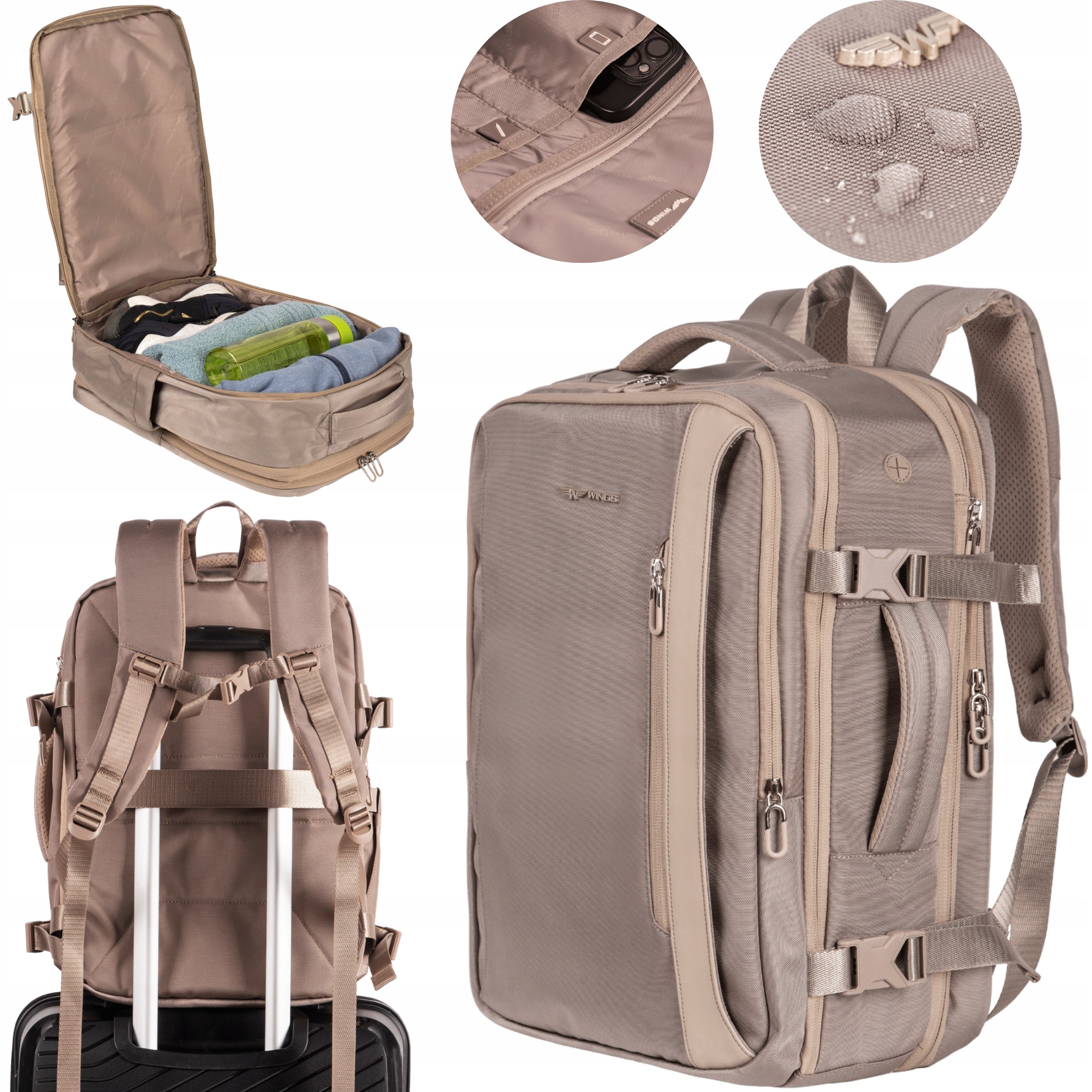 Travel backpack WINGS luggage for aircraft 40x25x20 +5cm WIZZAIR RYANAIR 30L