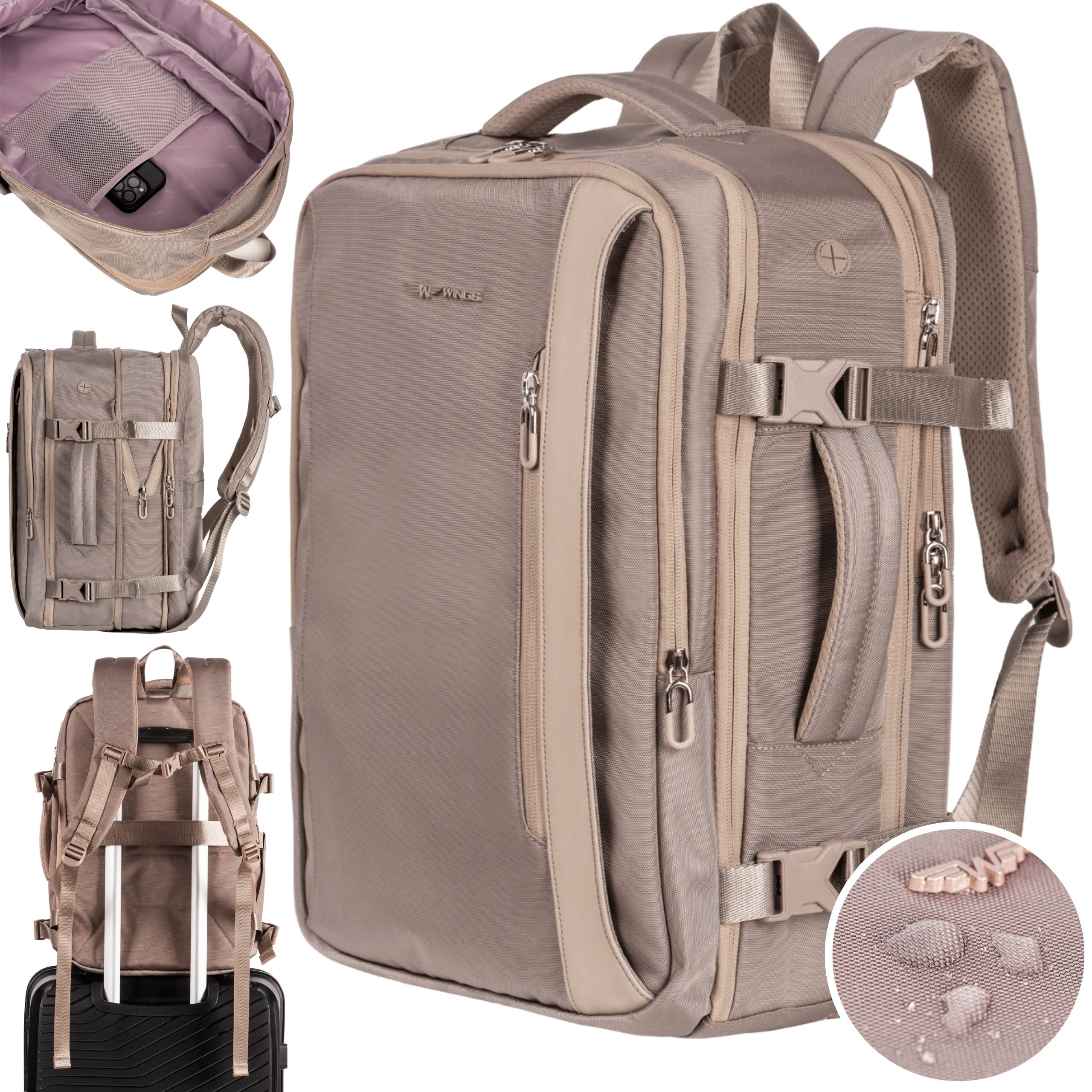 Travel backpack Wings Skylark, 30,5 l, beige