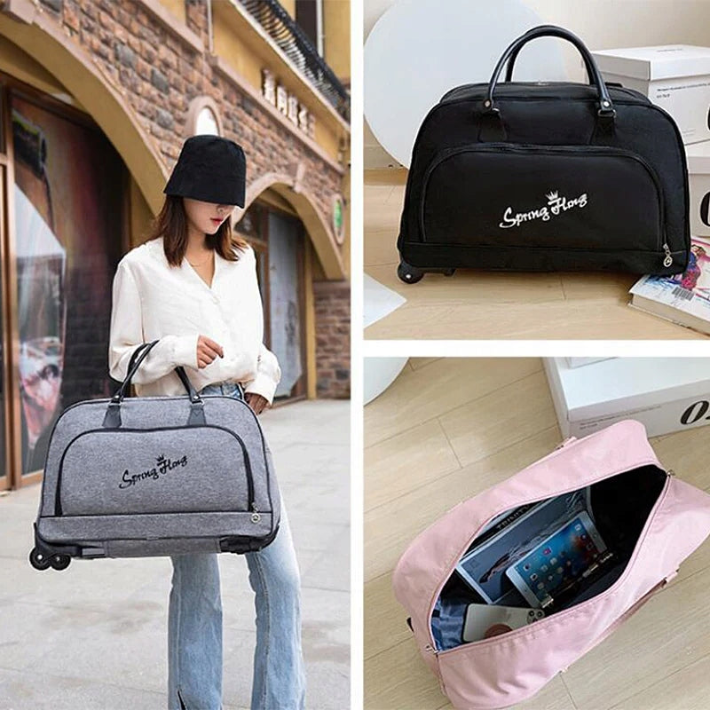 Travel bag on wheels for women, cabin suitcase soft, grey Brand no brand