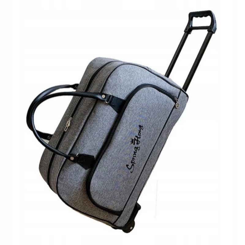 Travel bag on wheels for women, cabin suitcase soft, grey