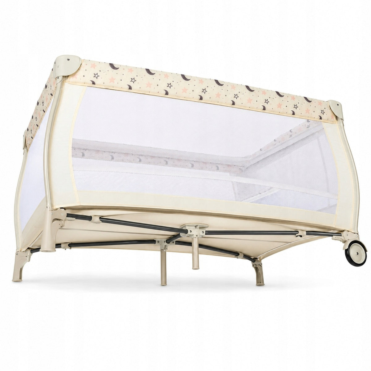 Travel cot 3in1 with changing table playpen wheels beige Costway Packaging status original