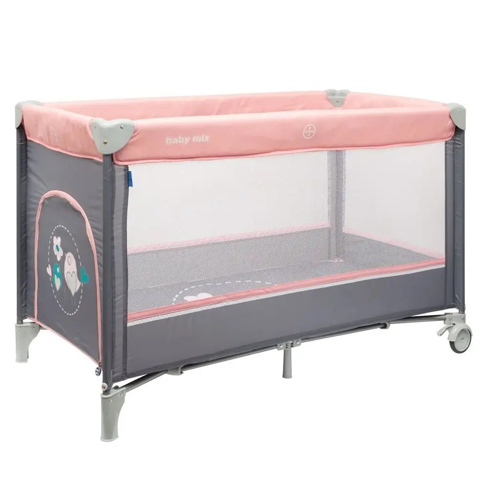 Travel cot Baby Mix single-level, side entrance pink. Brand Baby Mix