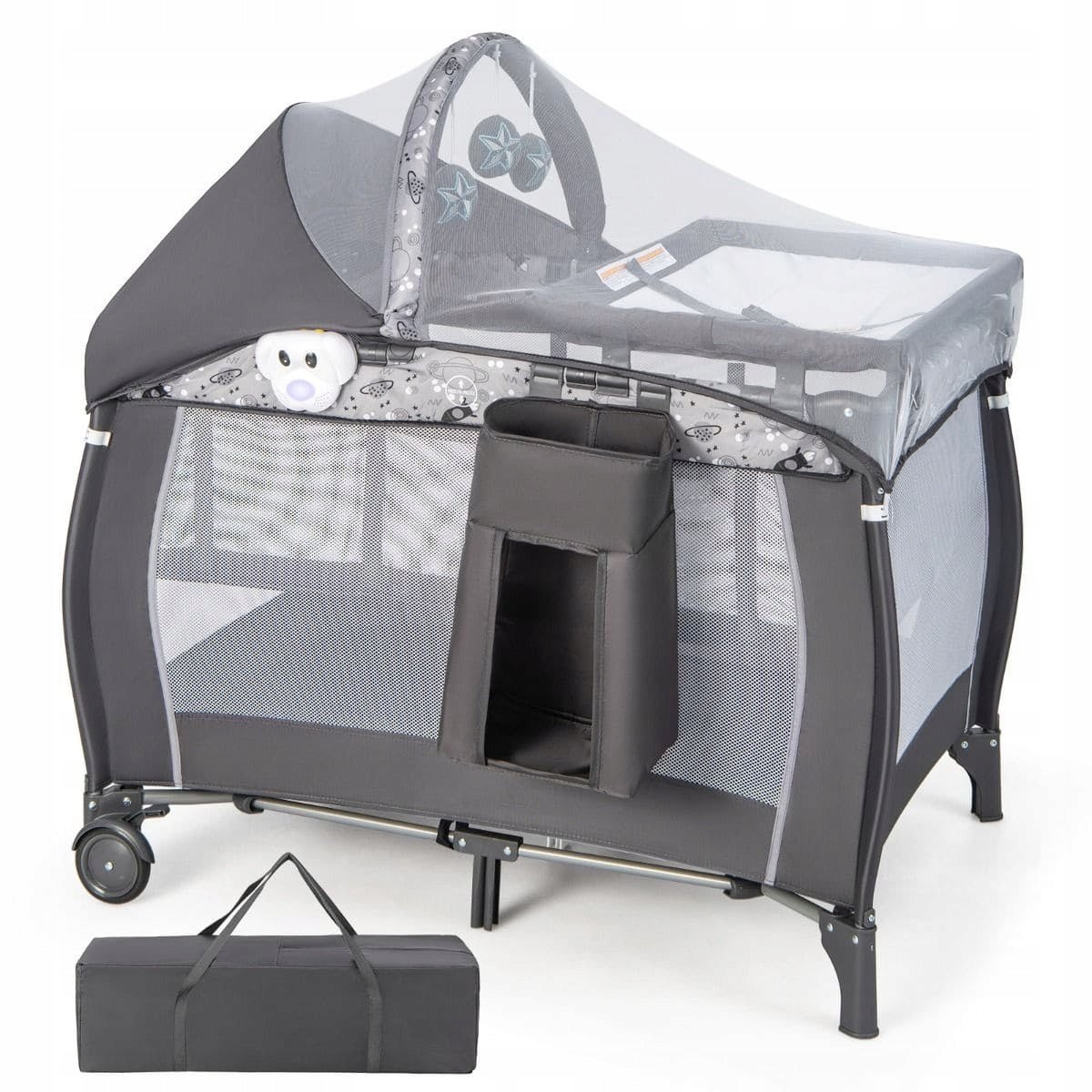 Travel cot Costway 3in1 , grey + accessories