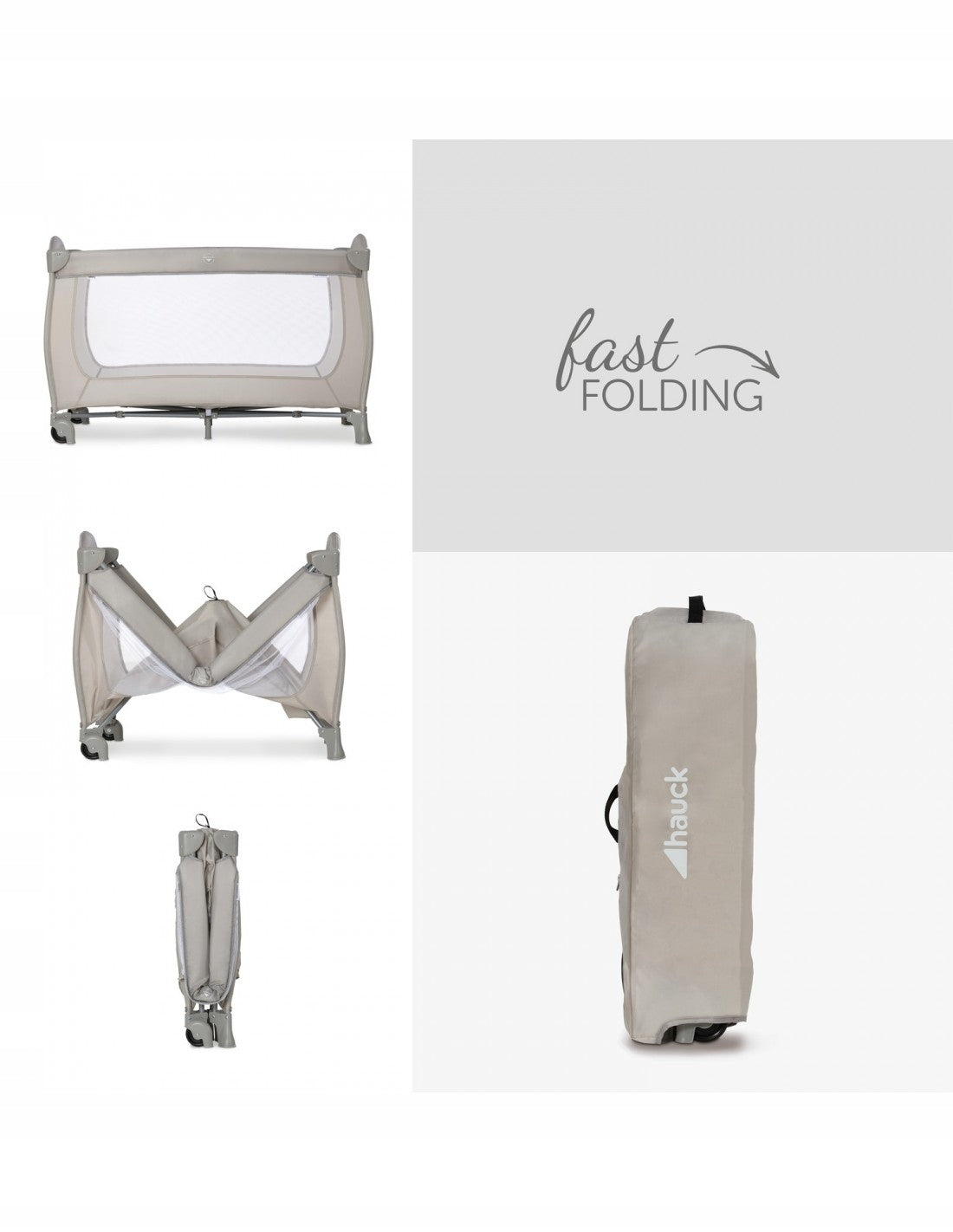 Travel cot Hauck 69 x 125 cm beige Brand Hauck