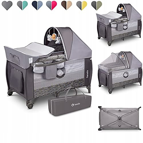 Travel cot Lionelo Sven Plus with changing table grey