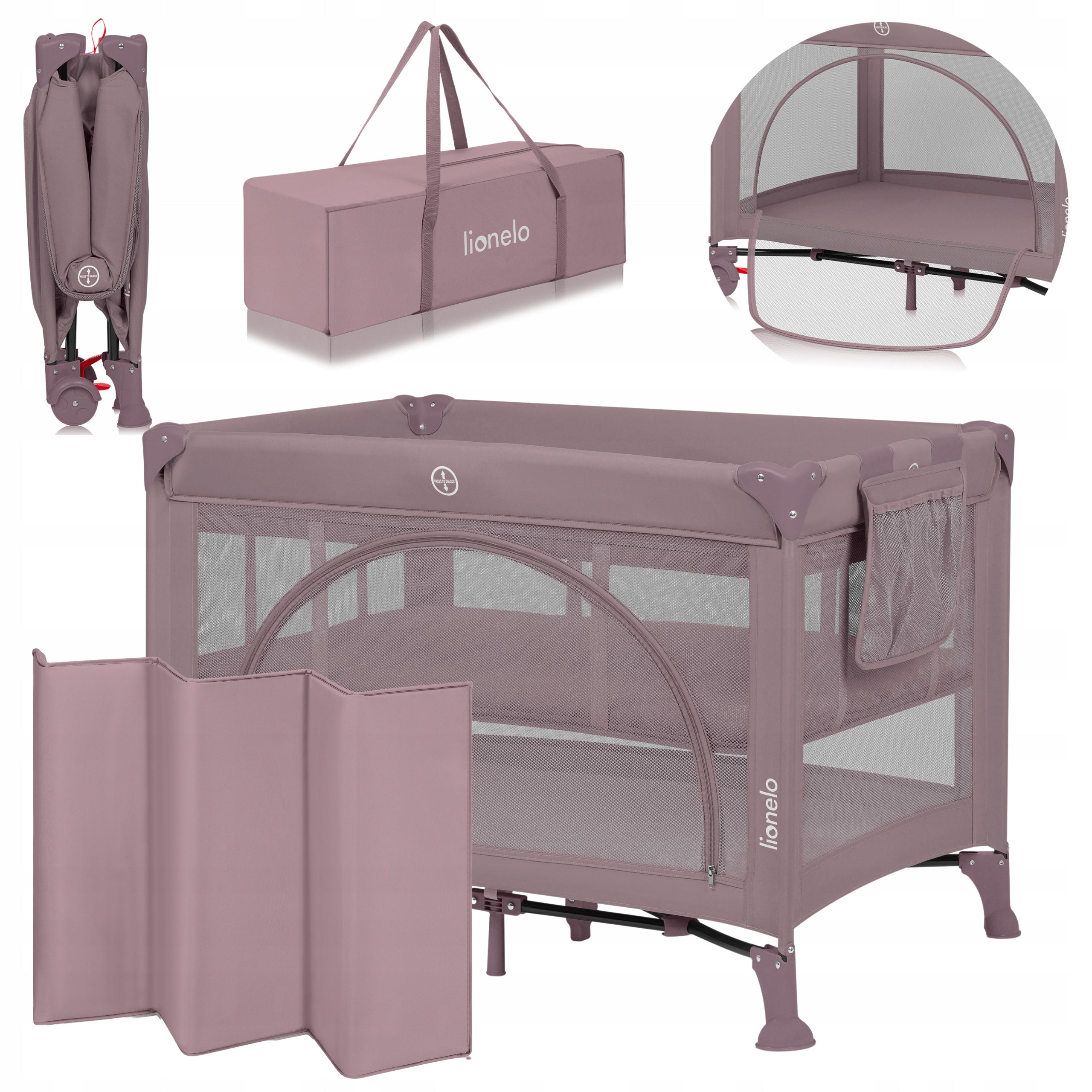 Travel cot TWO-LEVEL 2in1 folding playpen 102x74 Lionelo Laura