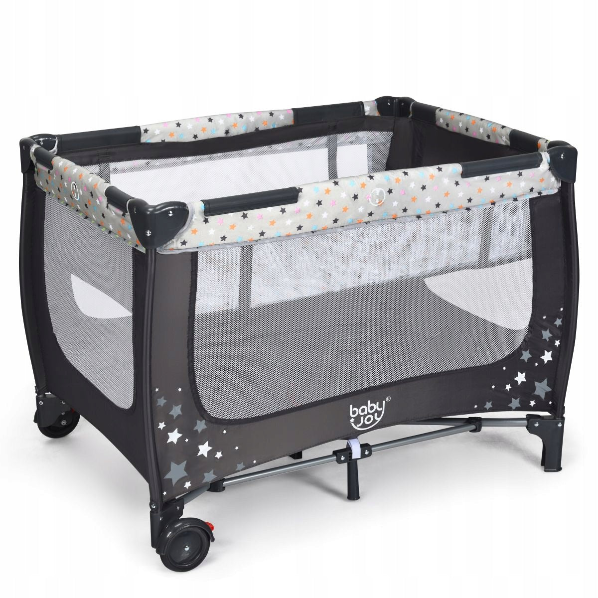 Travel cot and playpen 120 x 60 cm 2 levels with mattress and gondola Brand Costway