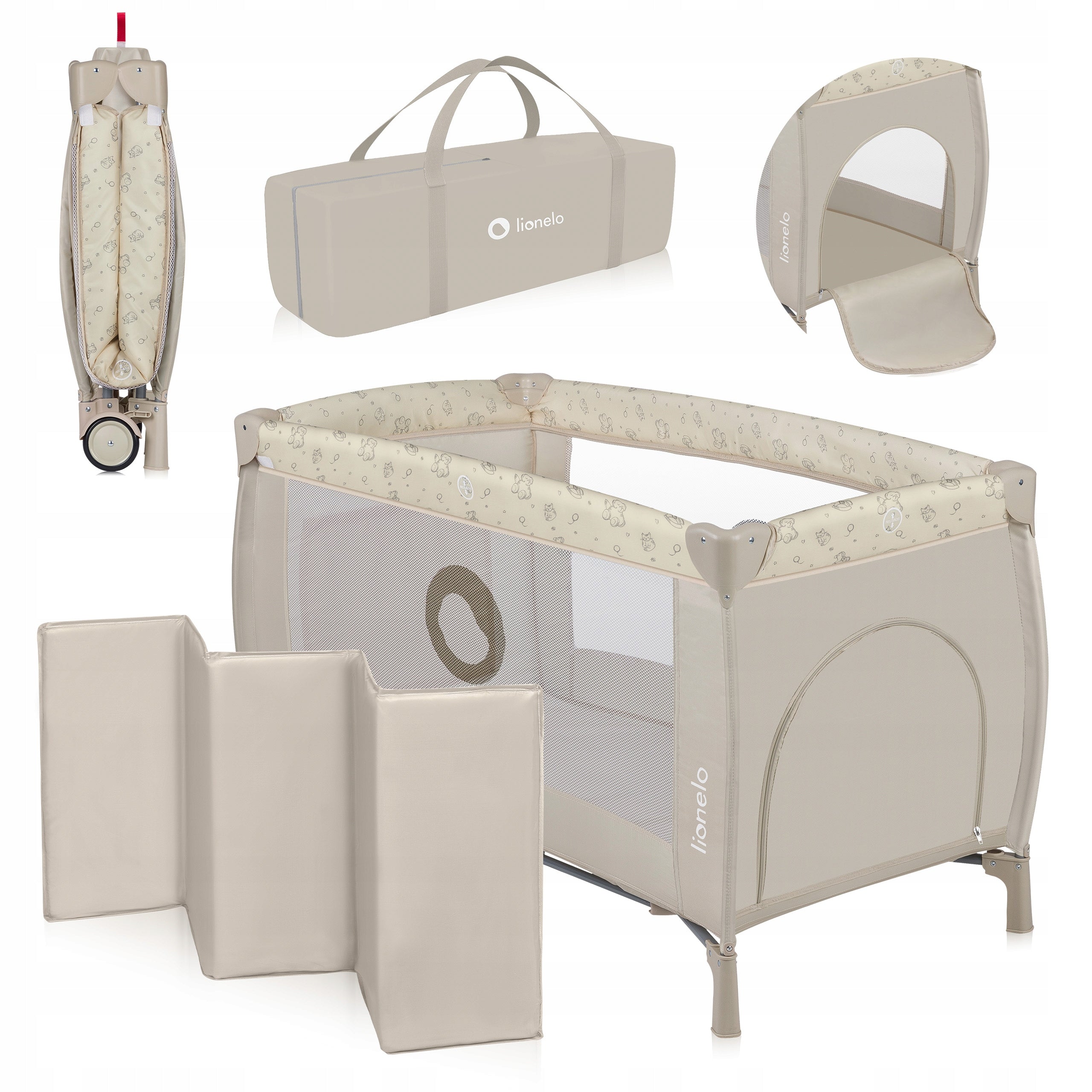 Travel cot playpen Lionelo LO-SVEN PLUS BEIGE LATTE