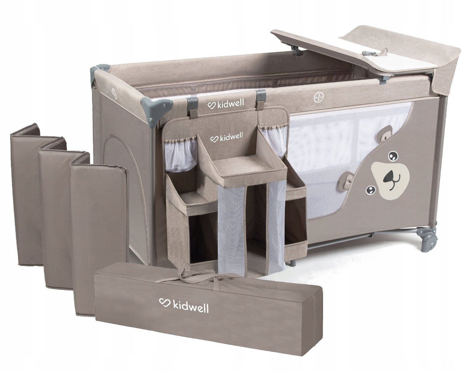 Travel cot with accessories BLISSY Beige 3in1 Brand Kidwell