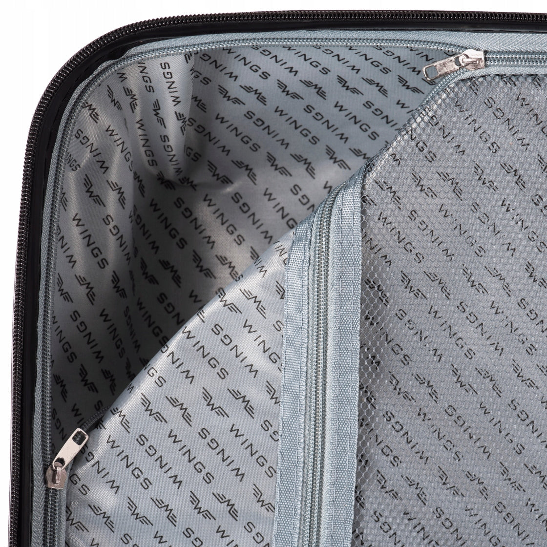 Travel luggage XL MEDIUM hard suitcase CAPACIOUS on 4 wheels with ABS WINGS Width (longer edge) 41 cm