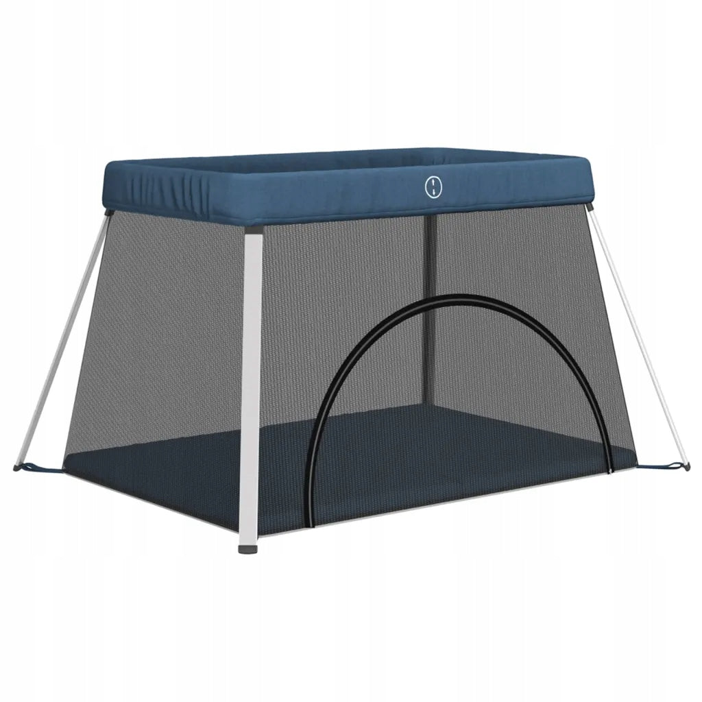 Travel playpen 2-in-1 navy blue 110 x 82 x 67 cm with mattress 100 x 60 cm