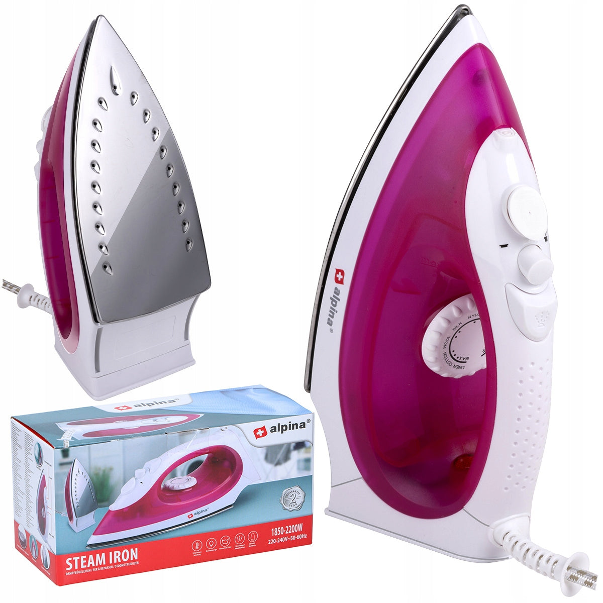 Travel steam iron with steam function ALPINA 1850-2200W small