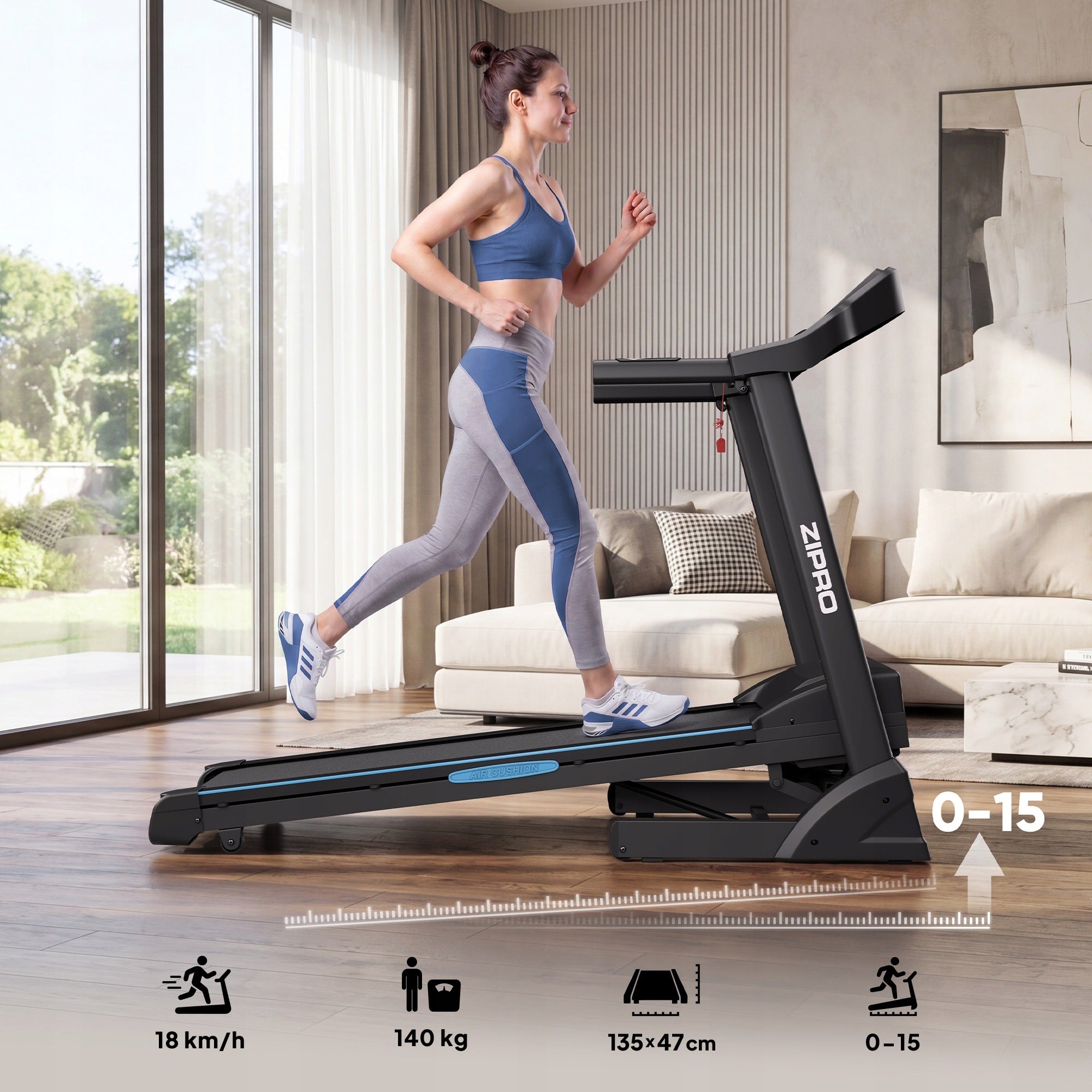Treadmill Folding Electric Home Slope Belt Shock Absorption Notus Zipro Packaging status original