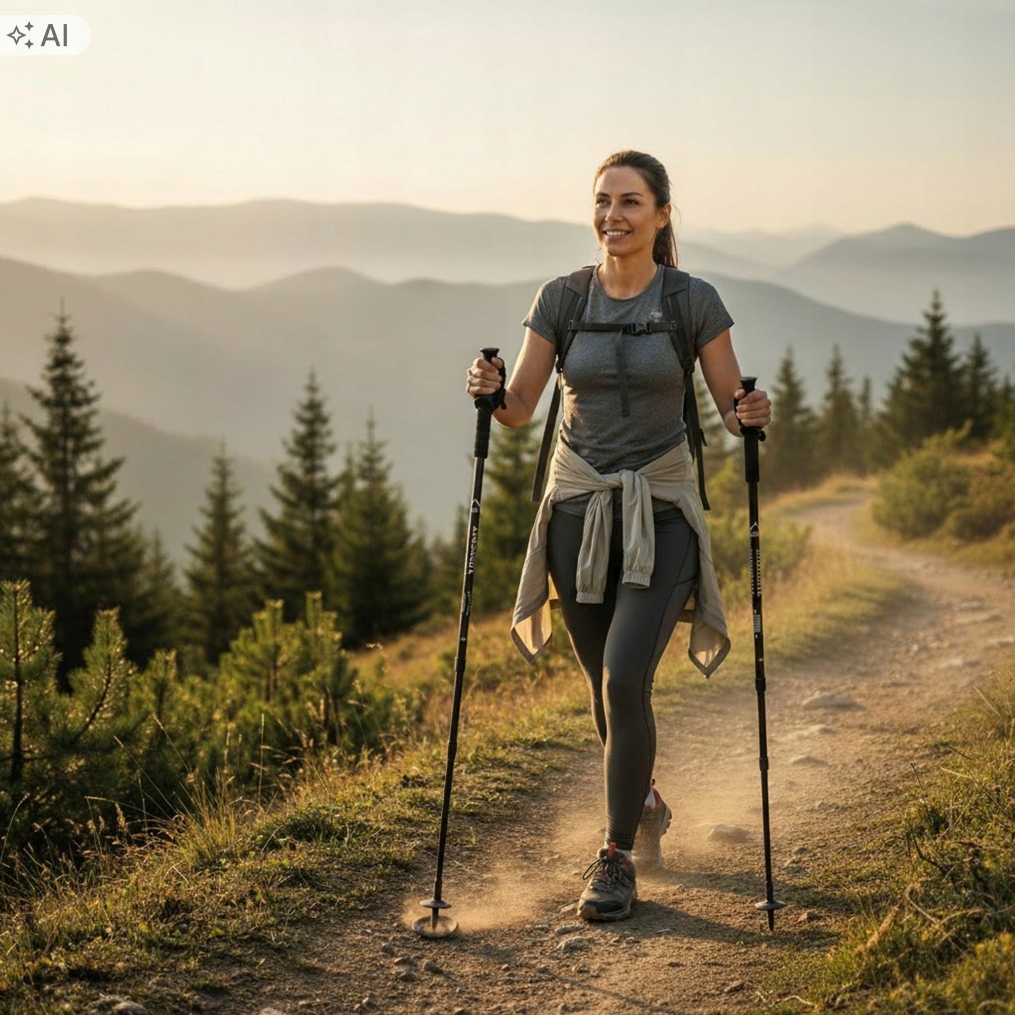 Trekking pole TGJ Nordic walking adjustable 64-135 cm black set of 2pcs Packaging status original