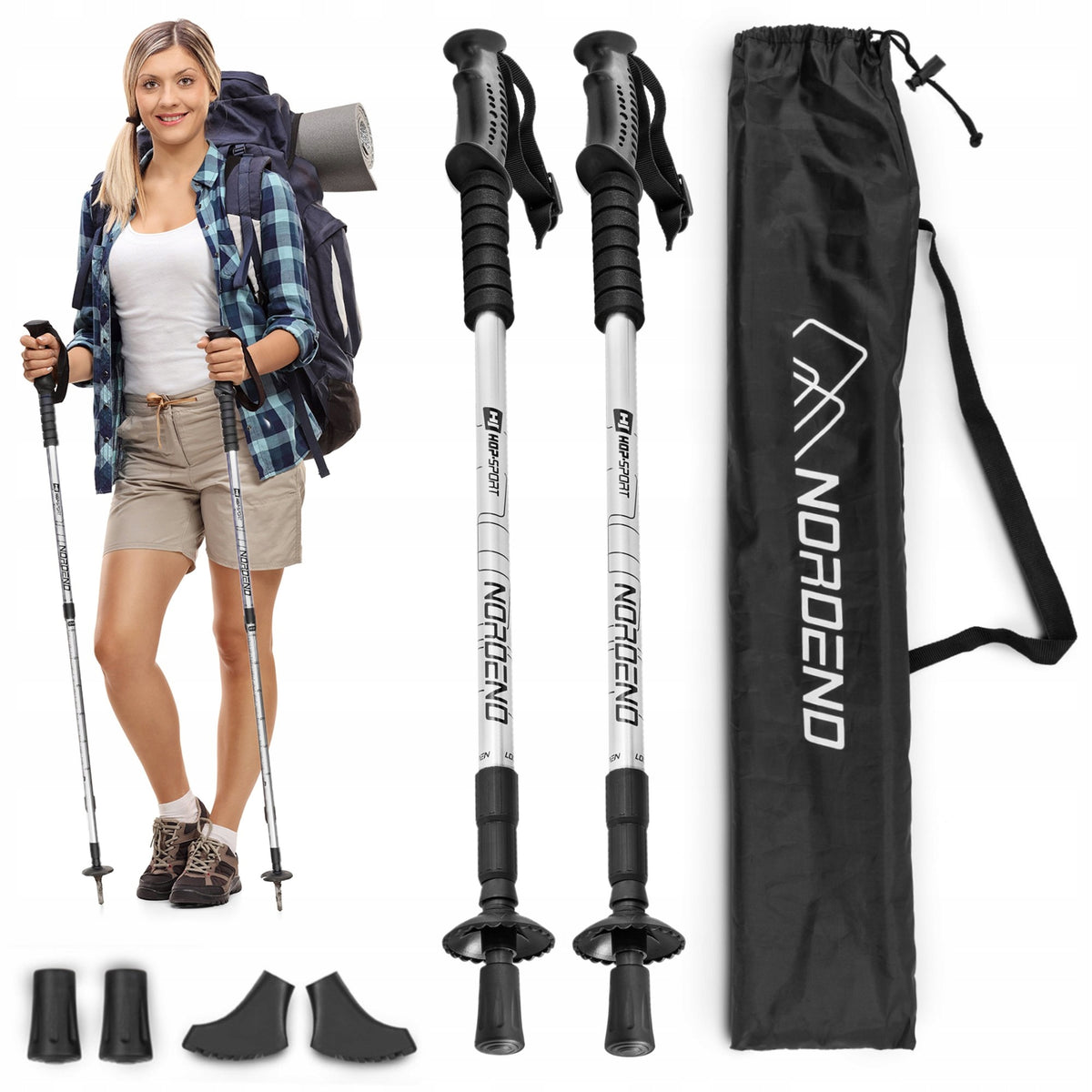 Trekking poles Nordend silver hiking poles aluminum Nordic walking