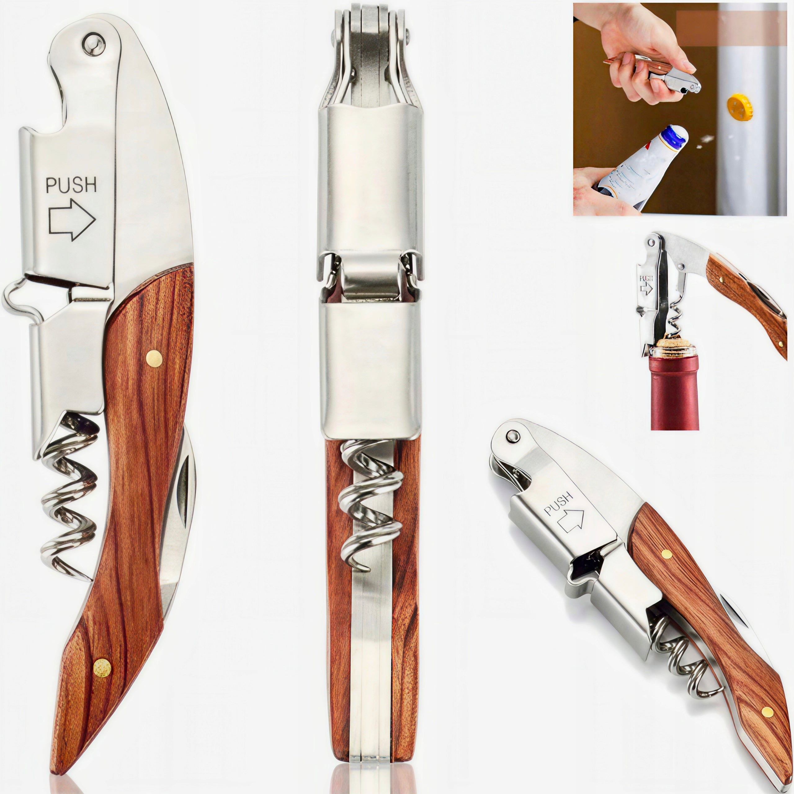 Tribune Elegant Wine Opener Corkscrew Bartending Exotic Wood
