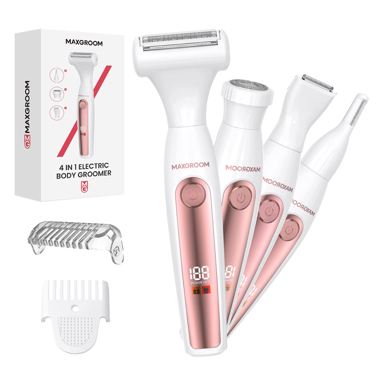 Trimmer MAXGROOM ZC-T18 with interchangeable tips white-pink