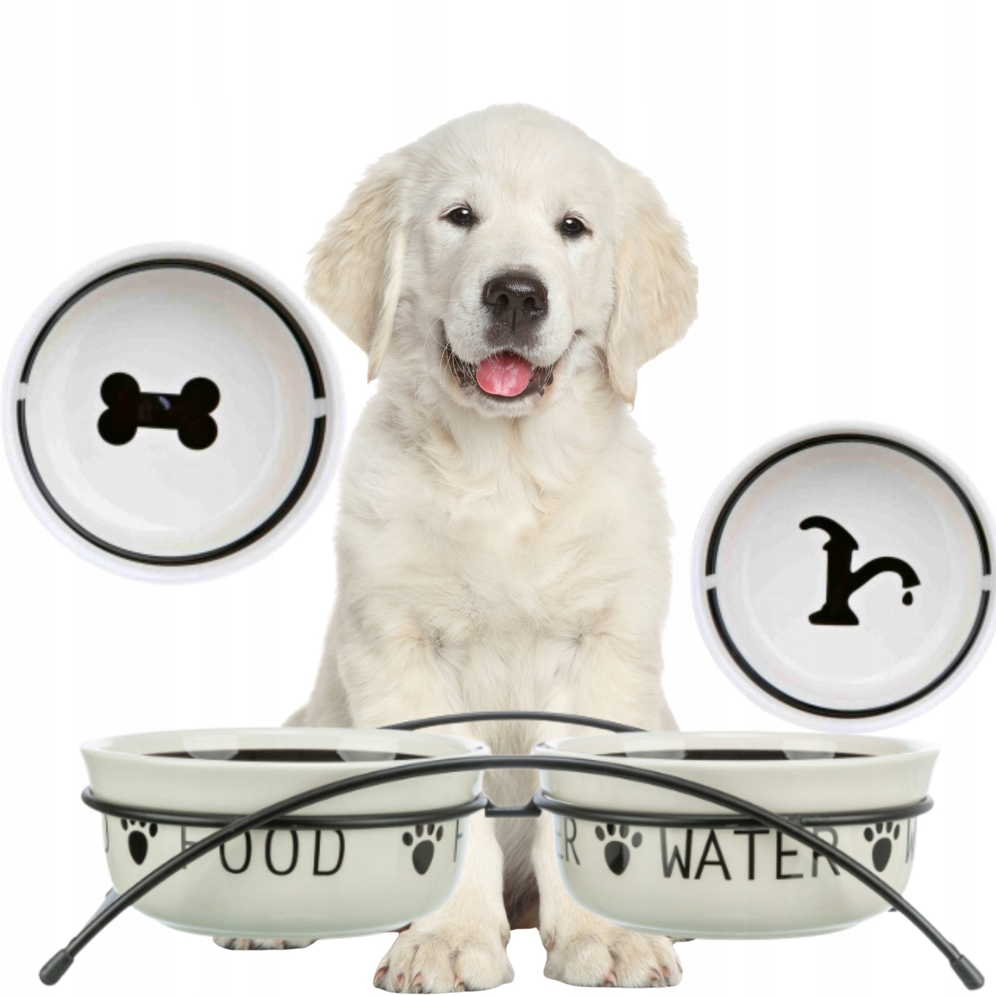 Trixie Dog Ceramic Bowl Set on Stand Eat on Feet 2 x 0.6 l