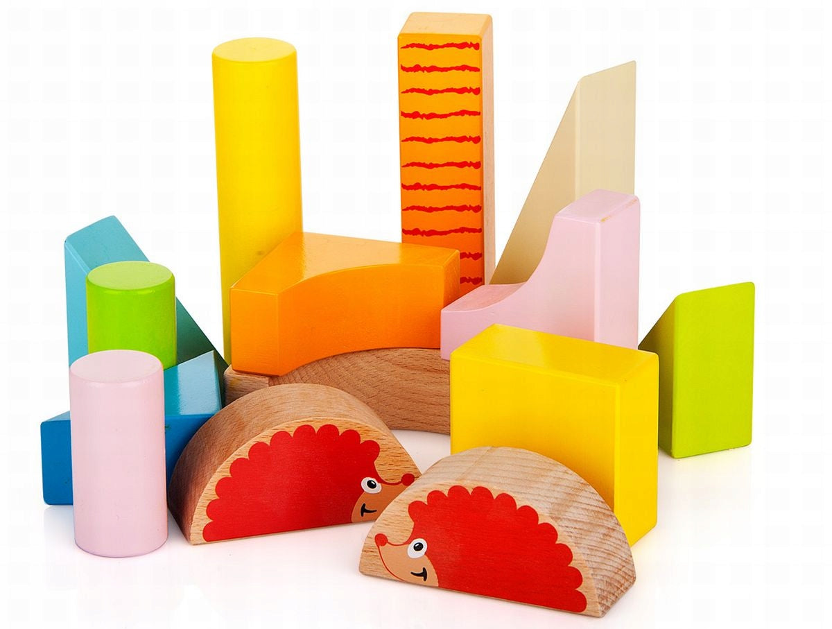 Trolley Cheerful Hedgehog - walker, pusher with large blocks , wood howl Color multicolor