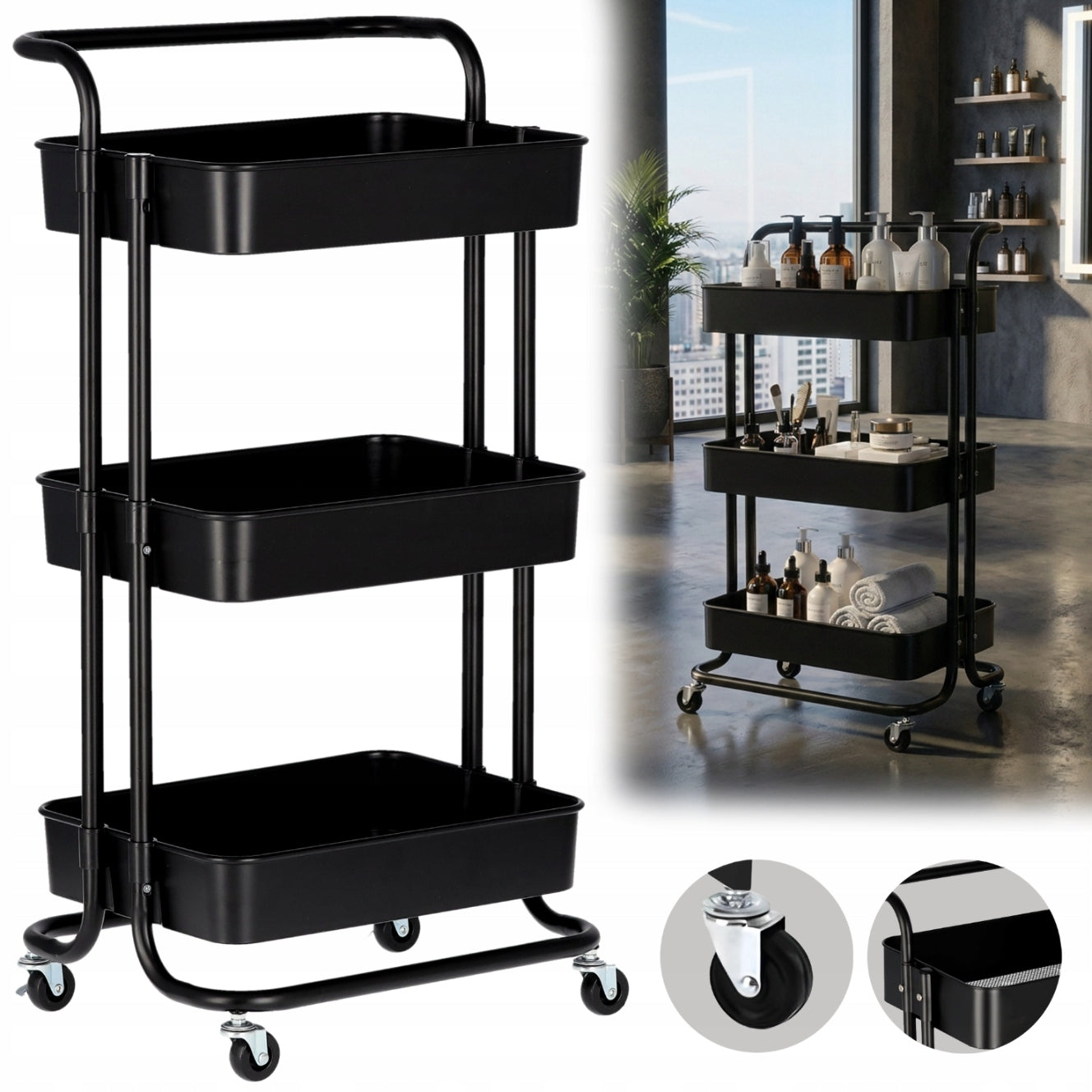 Trolley Hairdresser Helper Cosmetic Spa for Salon Shelves Bookcase on Wheels