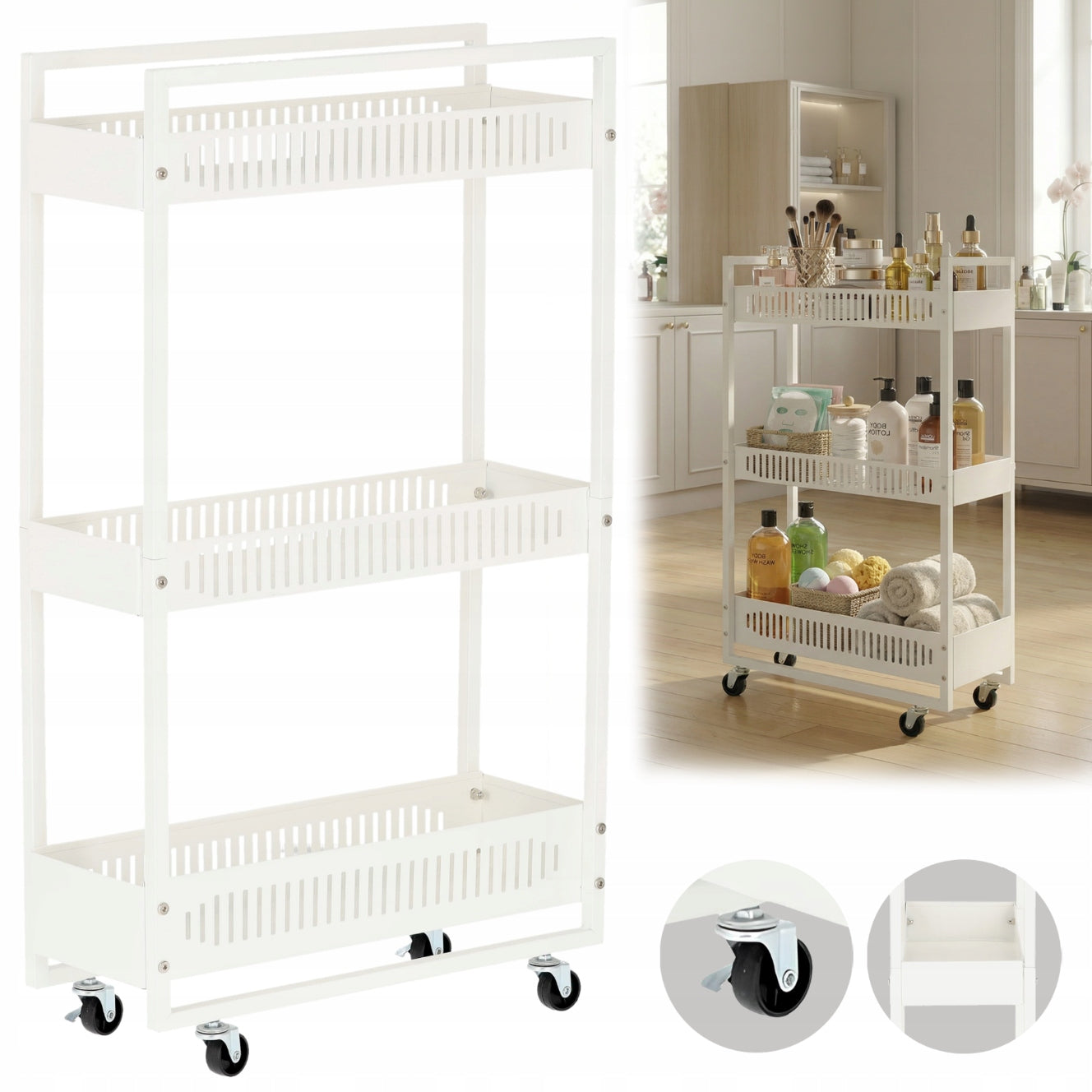 Trolley Hairdresser Helper Cosmetic Spa for Salon Shelves Bookcase on Wheels