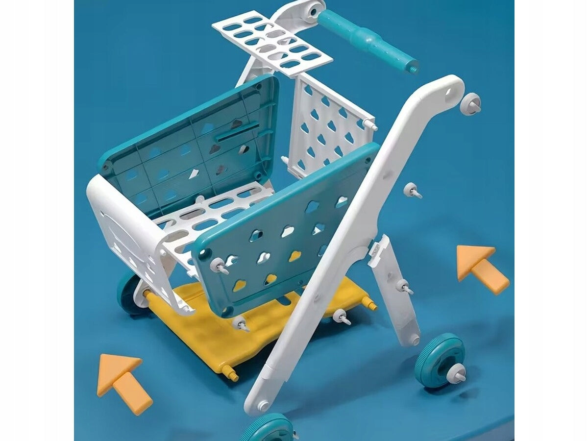 Trolley Shopping Cart BLUE Shop Basket Fruit Vegetable Supermarket Packaging status original