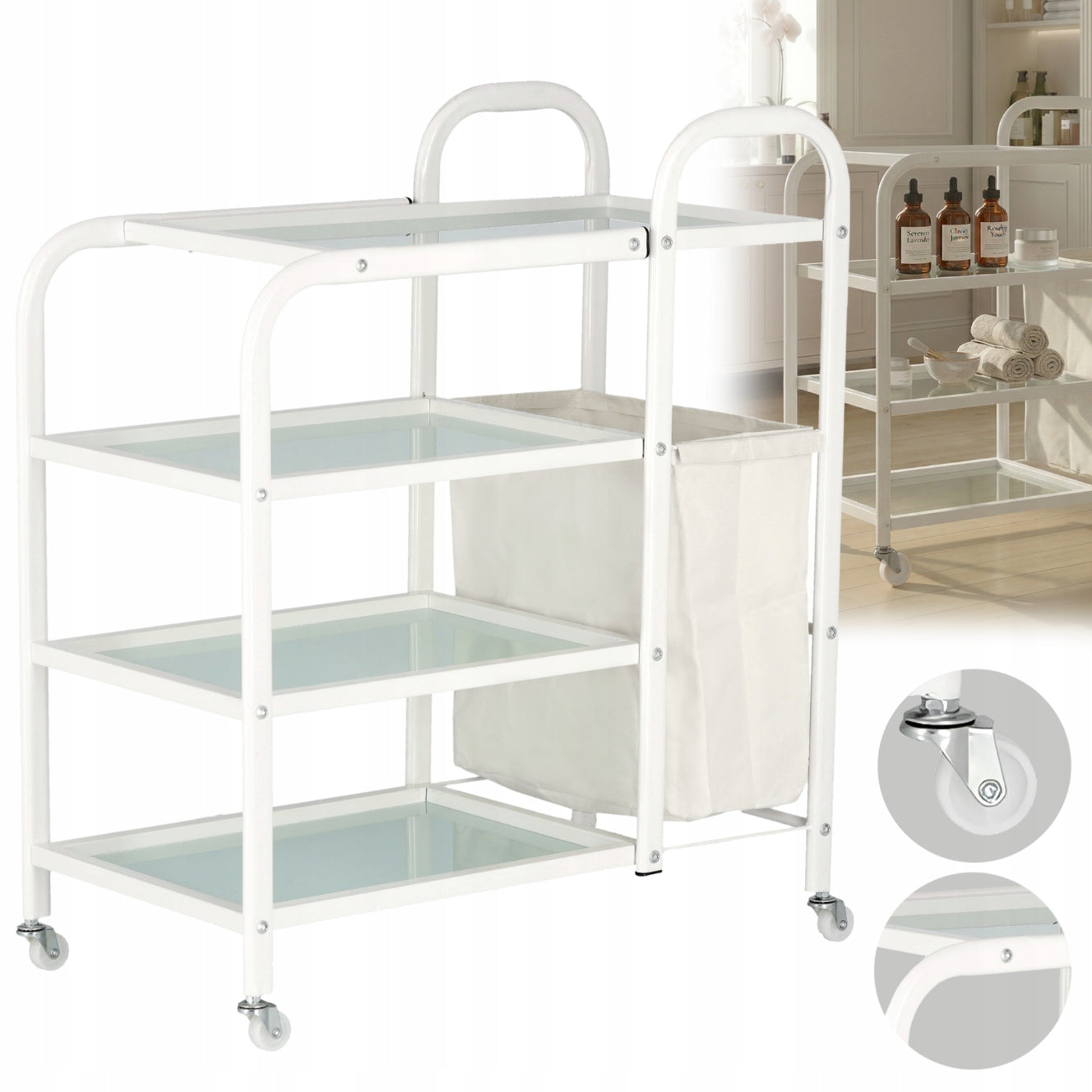 Trolley hairdresser helper cosmetic spa for salon shelf basket on wheels