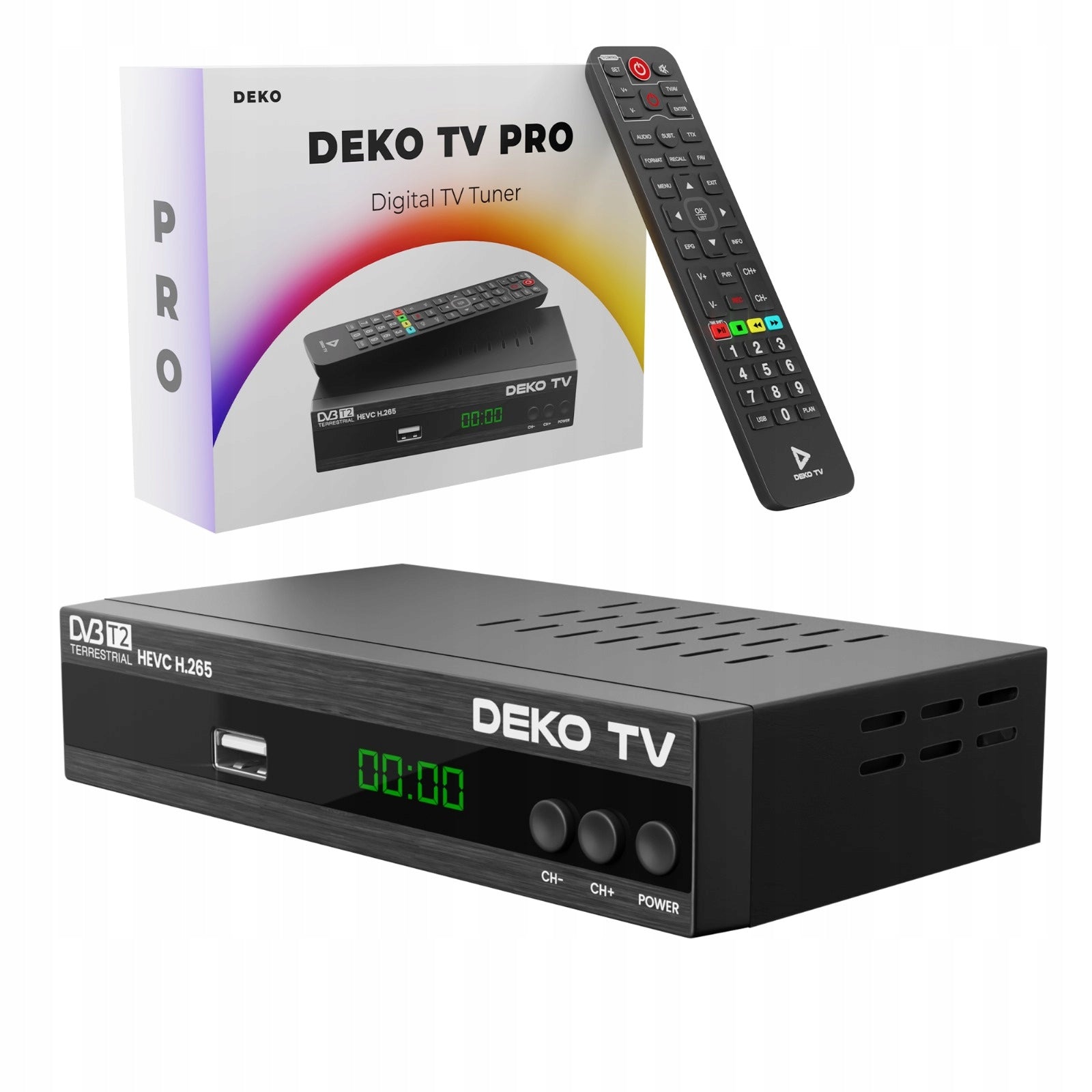 Tuner DVBT2 decoder DekoTV PRO terrestrial TV DVB-T2 HEVC H.265 DEKO