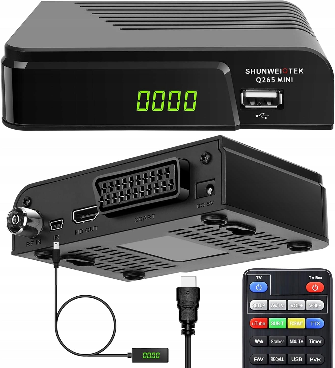 Tuner Decoder DVB-T2 terrestrial decoder SHUNWEIQTEK Q265 MINI Black