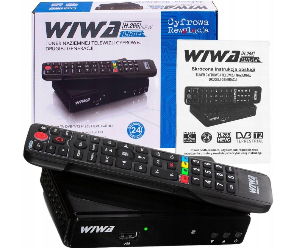 Tuner Receiver DVB-T/T2 decoder WIWA H.265 LITE terrestrial TV second generation