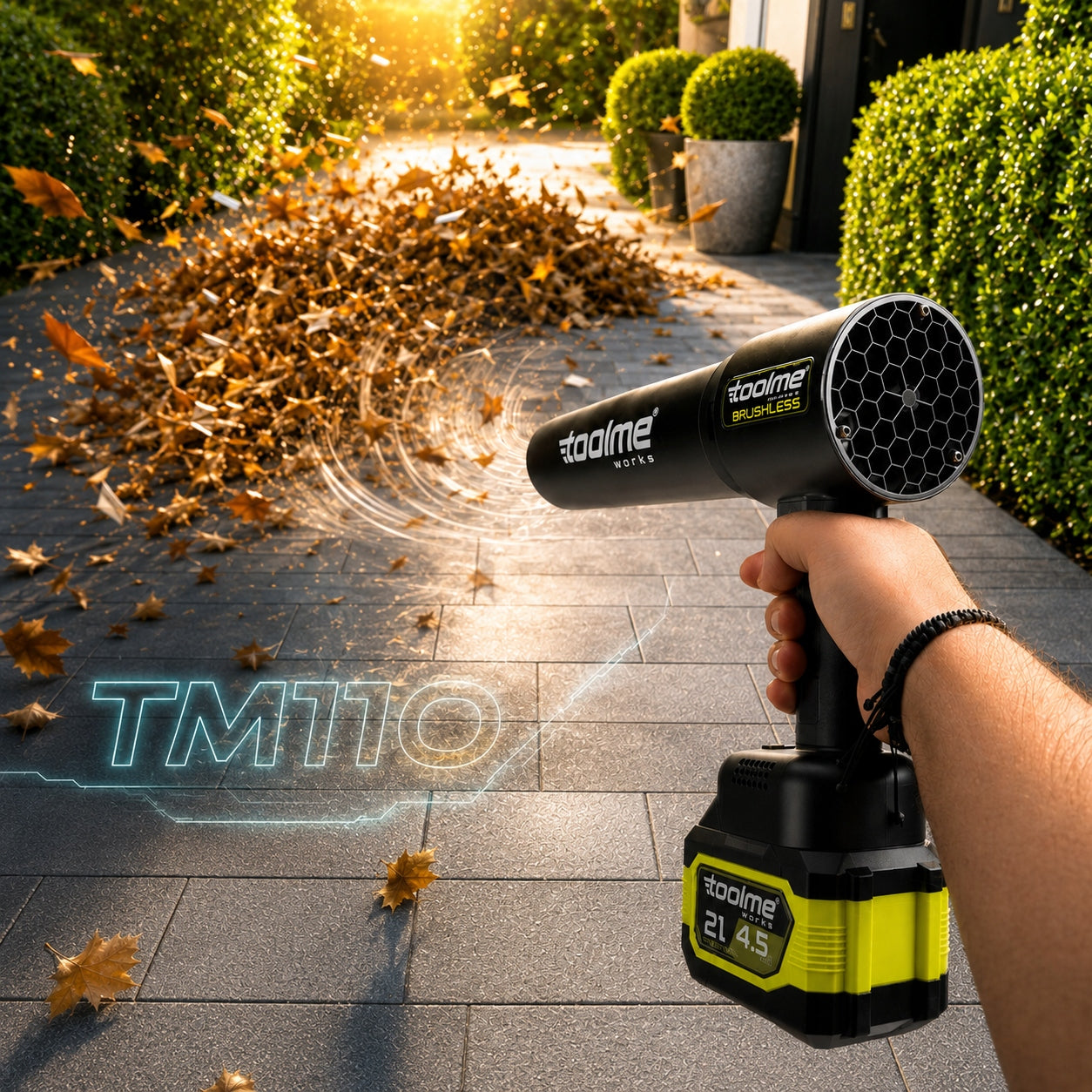 Turbo CORDLESS BLOWER for cleaning thuja leaves ELECTRIC TM110 Power supply rechargeable battery