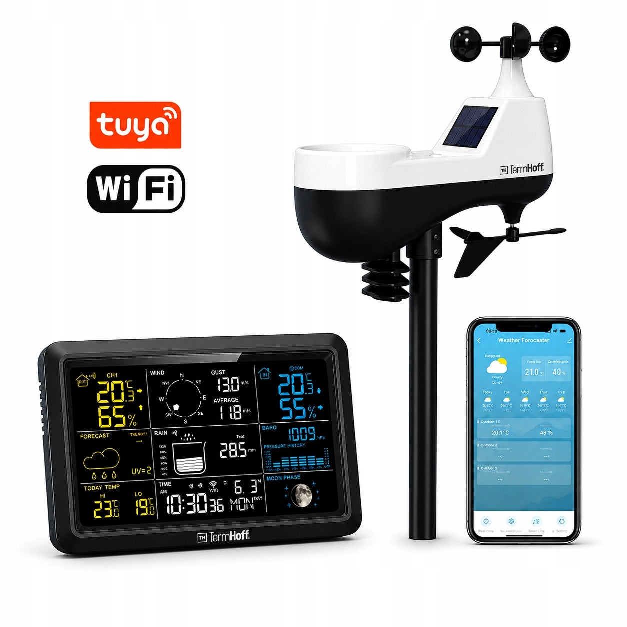 Tuya 7in1 Wireless WiFi Weather Station with Wind Meter and Rain Meter