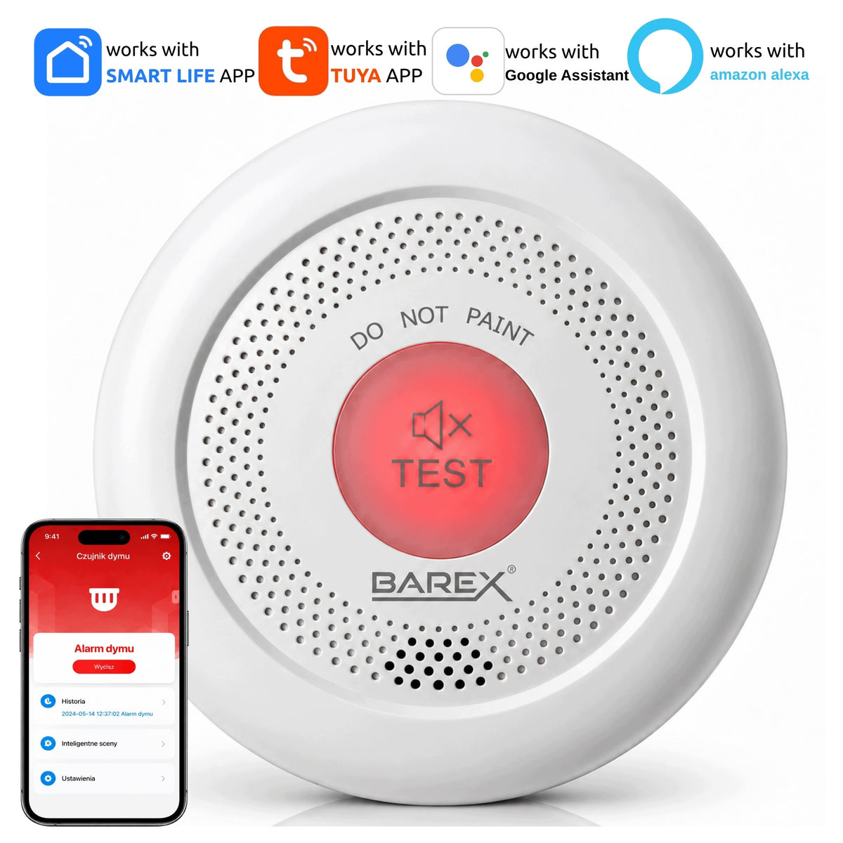 Tuya WiFi Smoke Sensor Detector Fire Alarm 10 Years Certificate EN14604