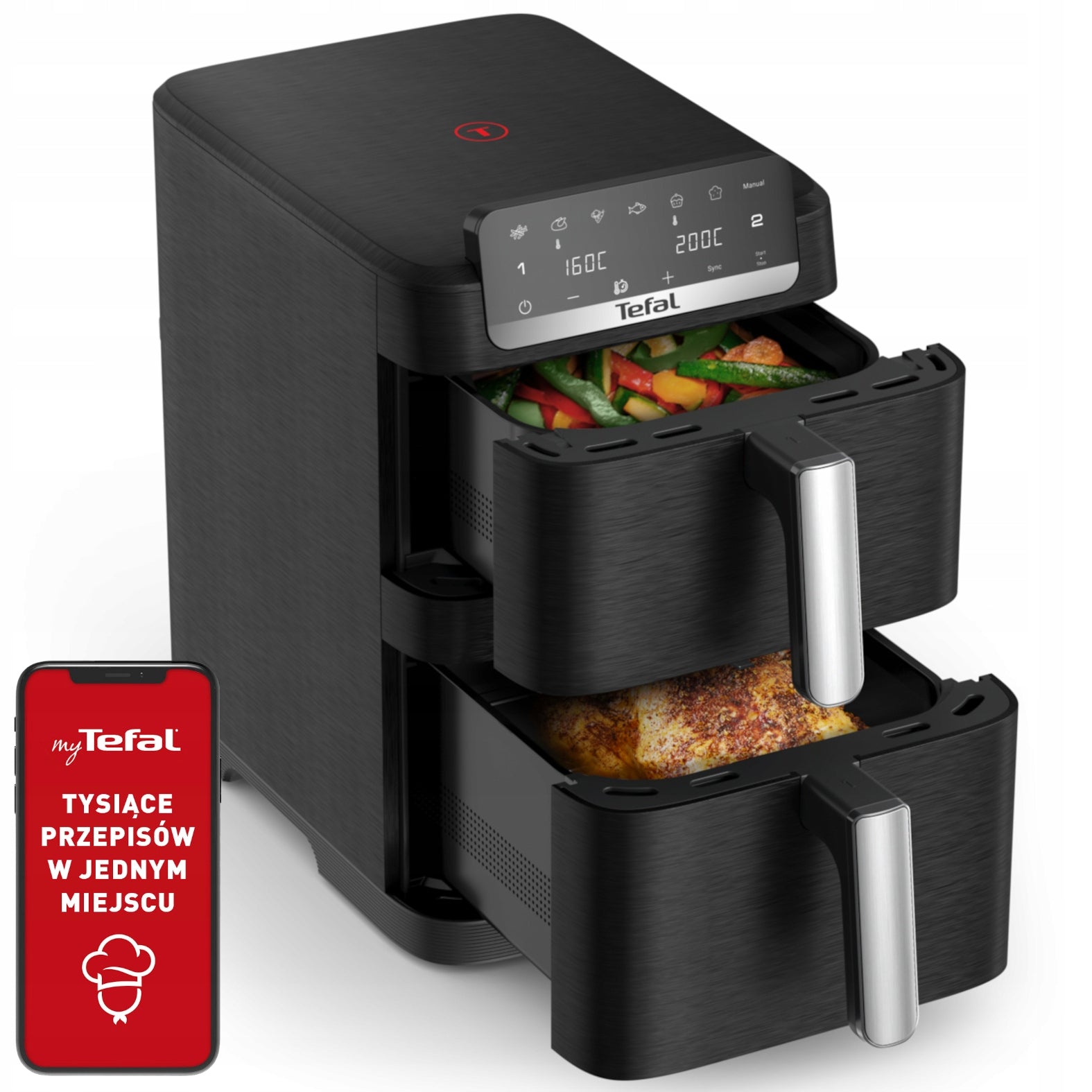 Two-chamber non-fat air fryer TEFAL EY7528E0 10 l 2700 W Air Fryer