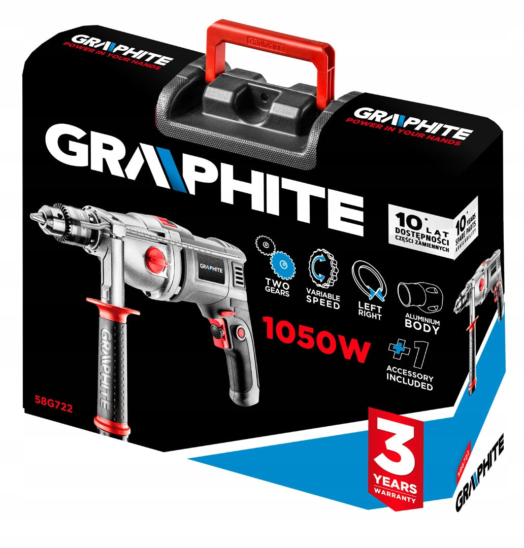 Two-speed impact drill 1050W SUITCASE Graphite 58G722 EAN (GTIN) 5902062024251