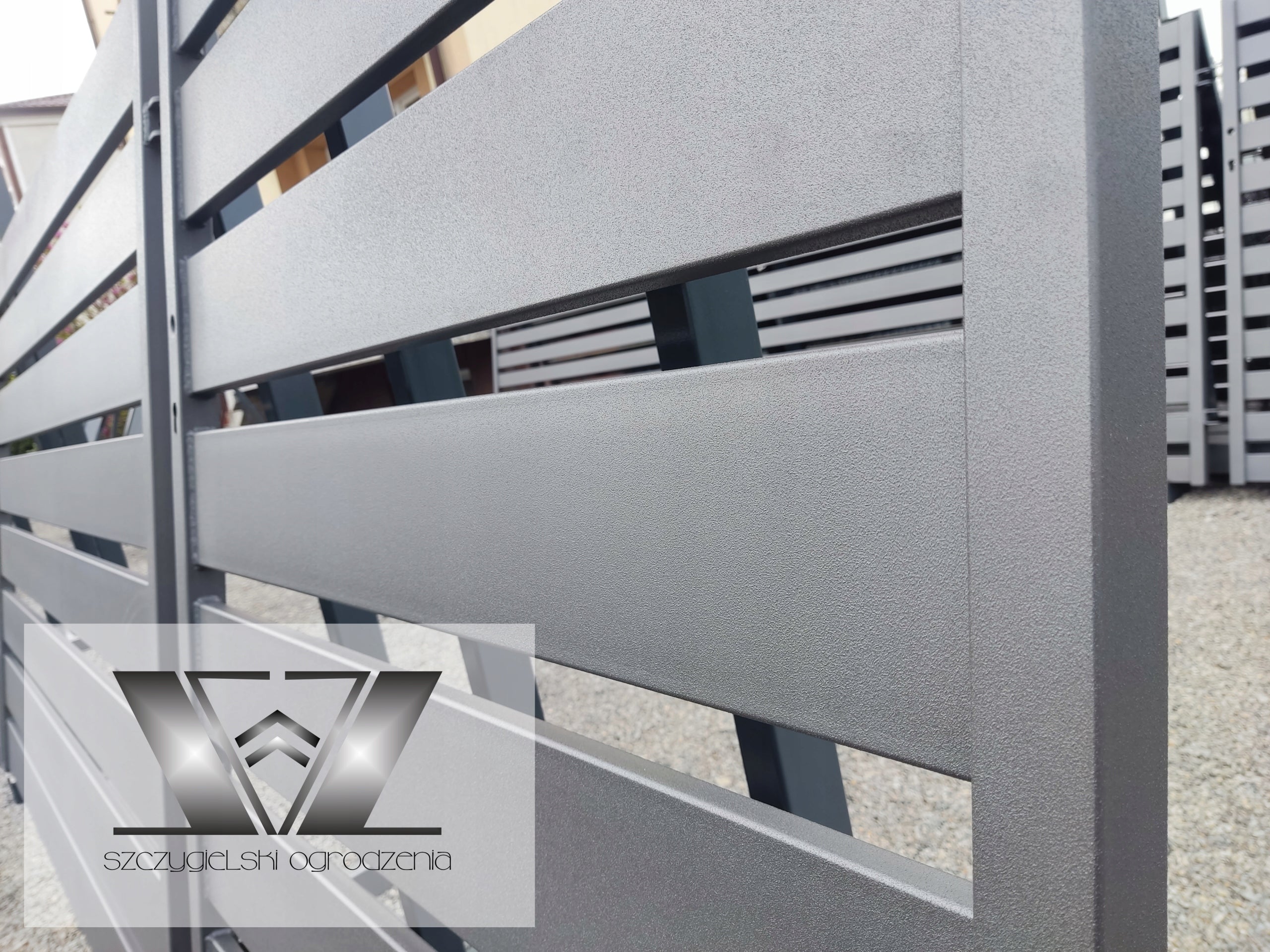 Two-wing fence gate 4Mx1,5M + Gate| profile 140x20 | GRAPHITE Gate type leaf