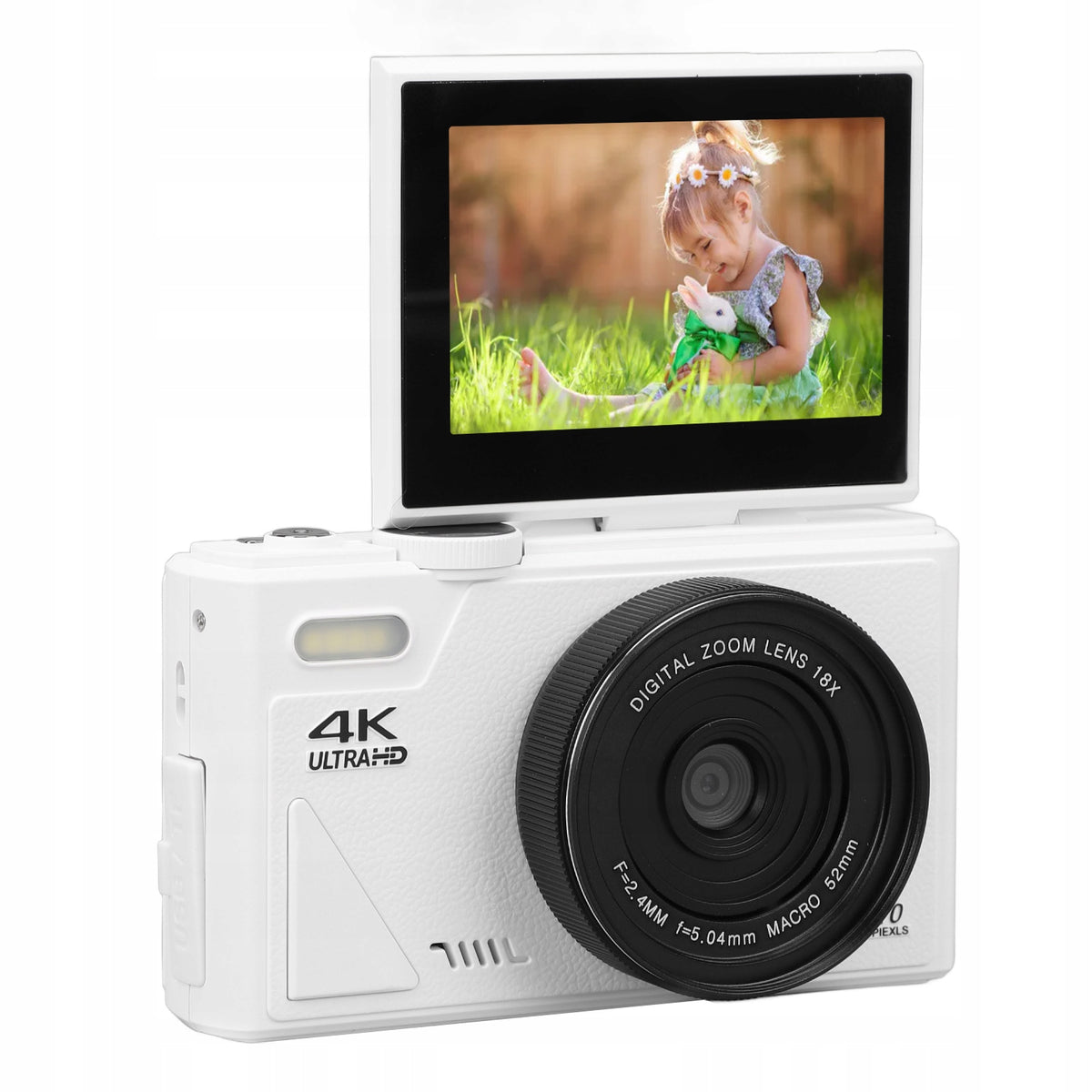 UHD 4K 64MP DIGITAL CAMERA WITH 18X ZOOM AND 3 INCH FLIP SCREEN FOR VLOG Packaging status original
